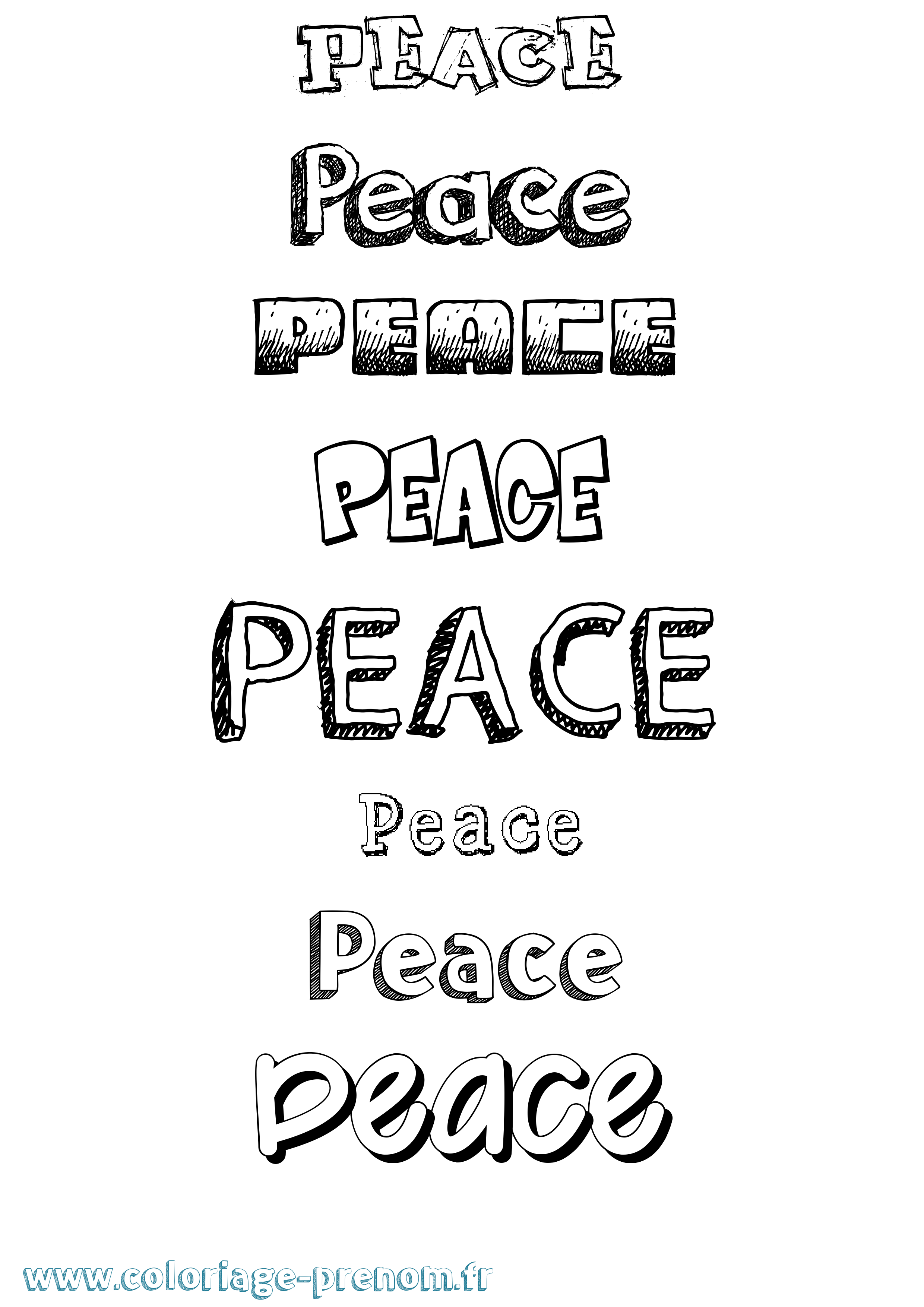 Coloriage Peace Dessiné Coloriage prénom Peace Dessiné