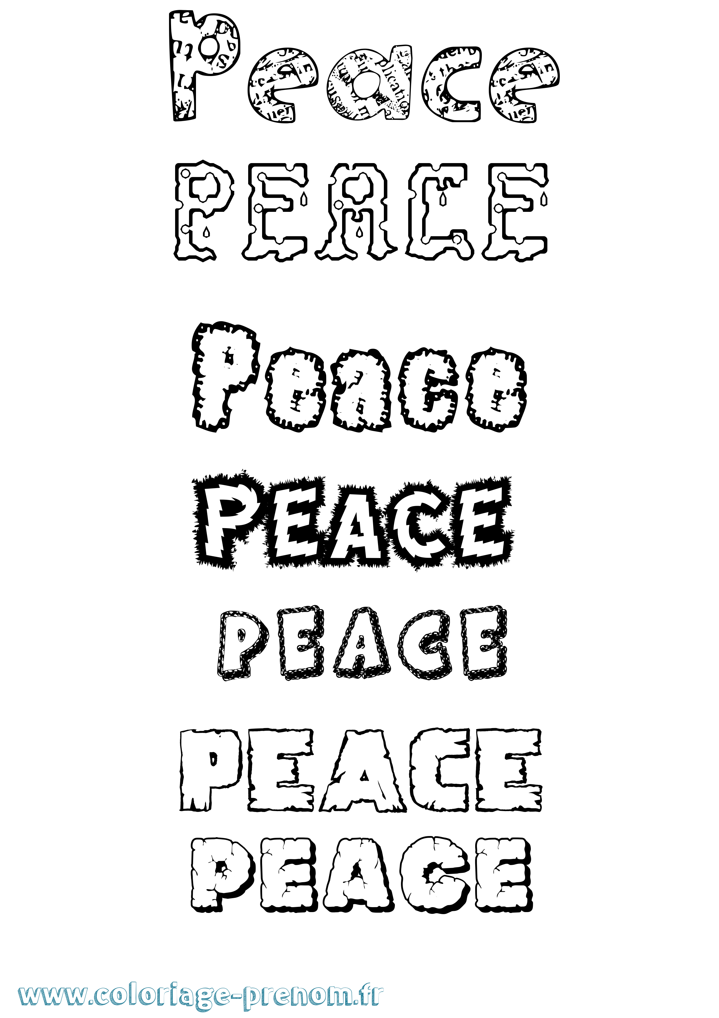 Coloriage Peace Destructuré Coloriage prénom Peace Destructuré