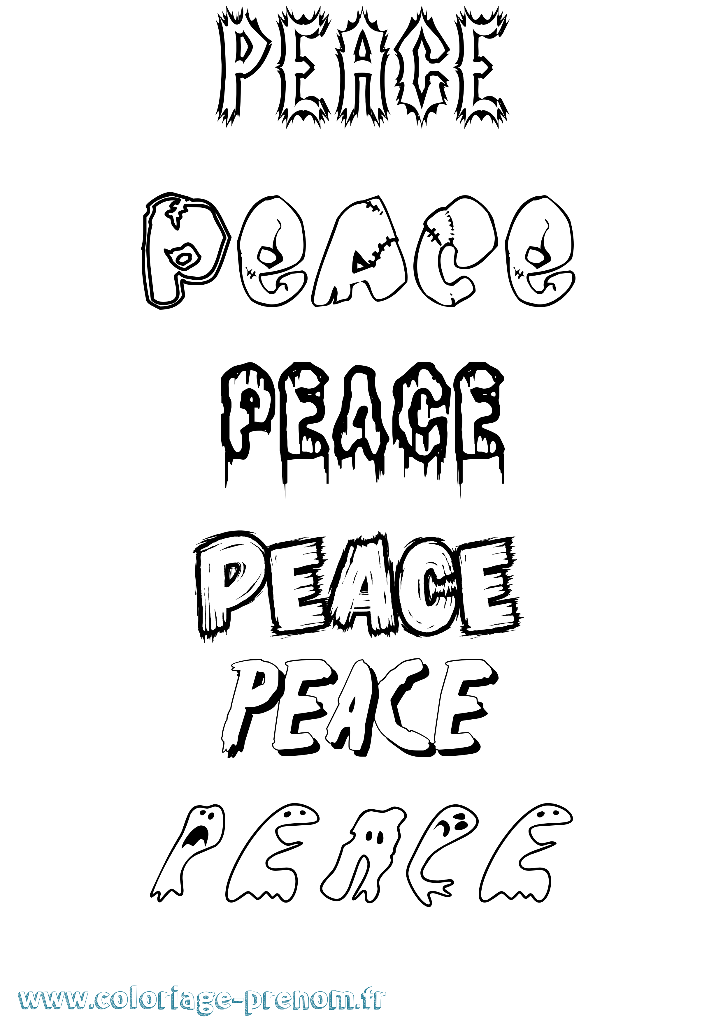 Coloriage Peace Frisson Coloriage prénom Peace Frisson