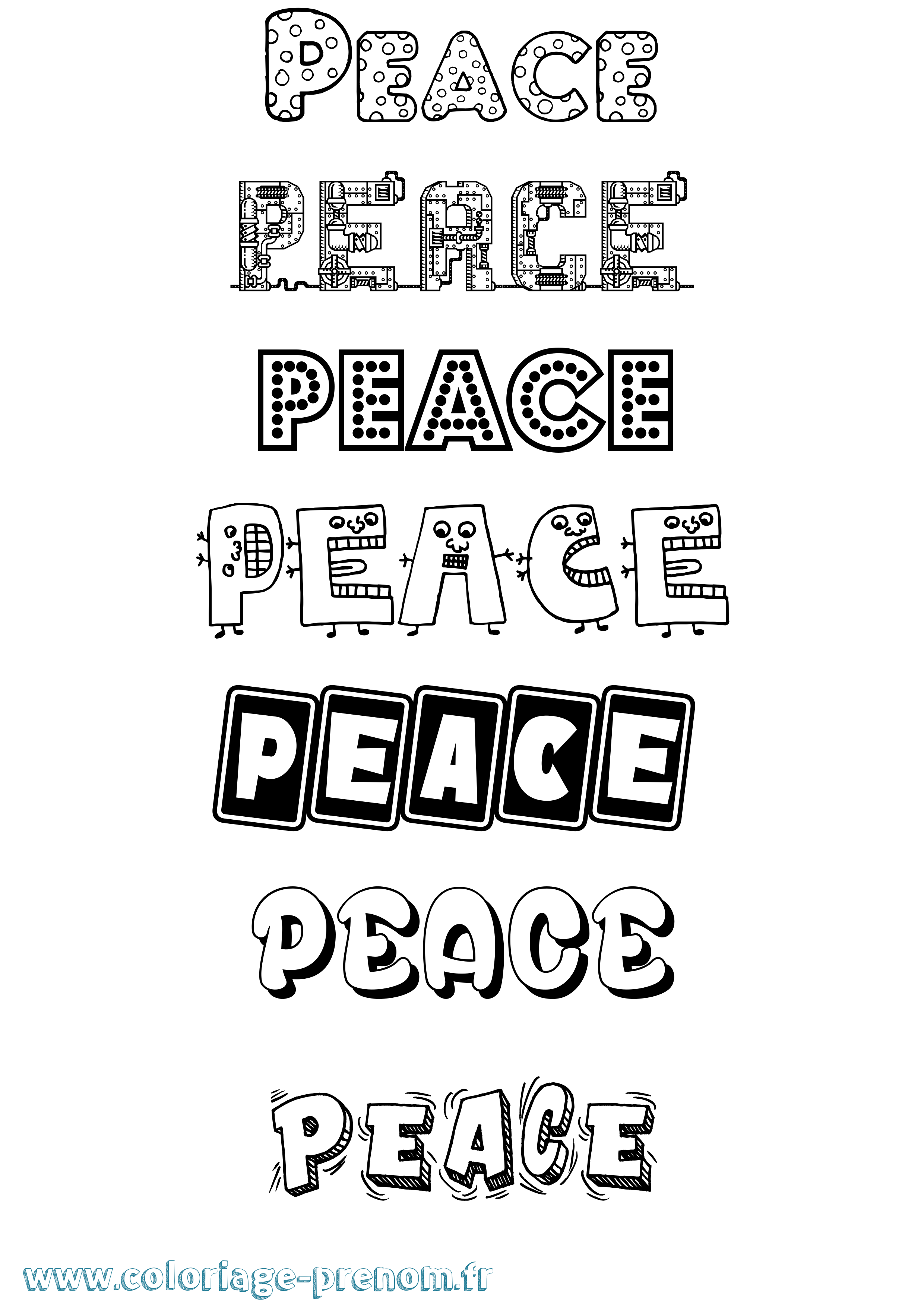 Coloriage Peace Fun Coloriage prénom Peace Fun