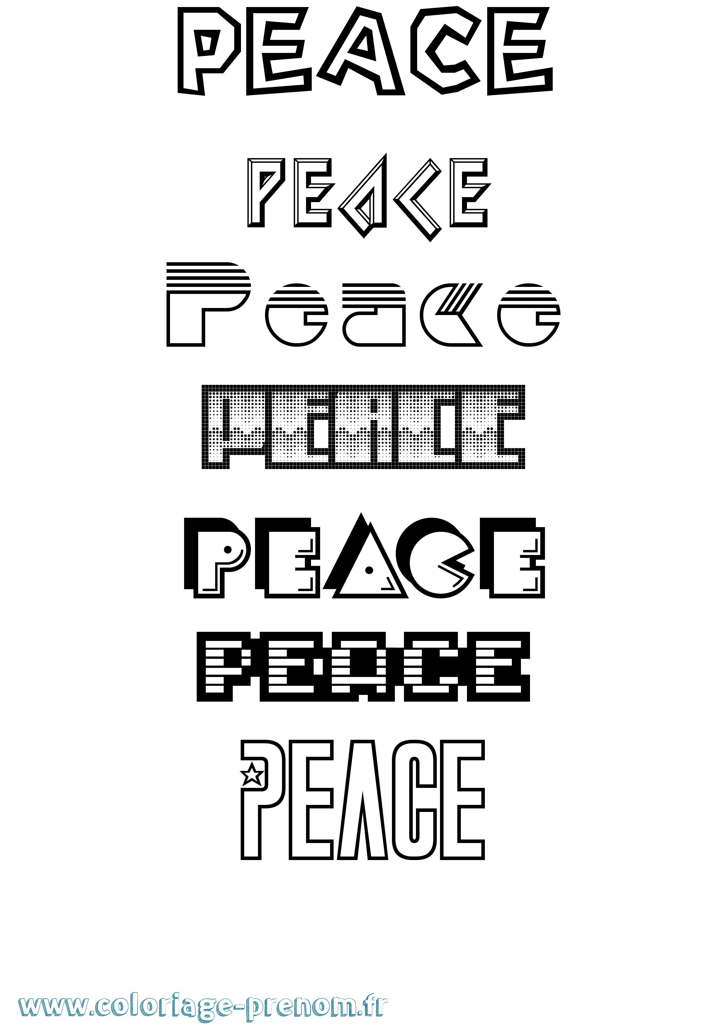 Coloriage Peace Jeux Vidéos Coloriage prénom Peace Jeux Vidéos