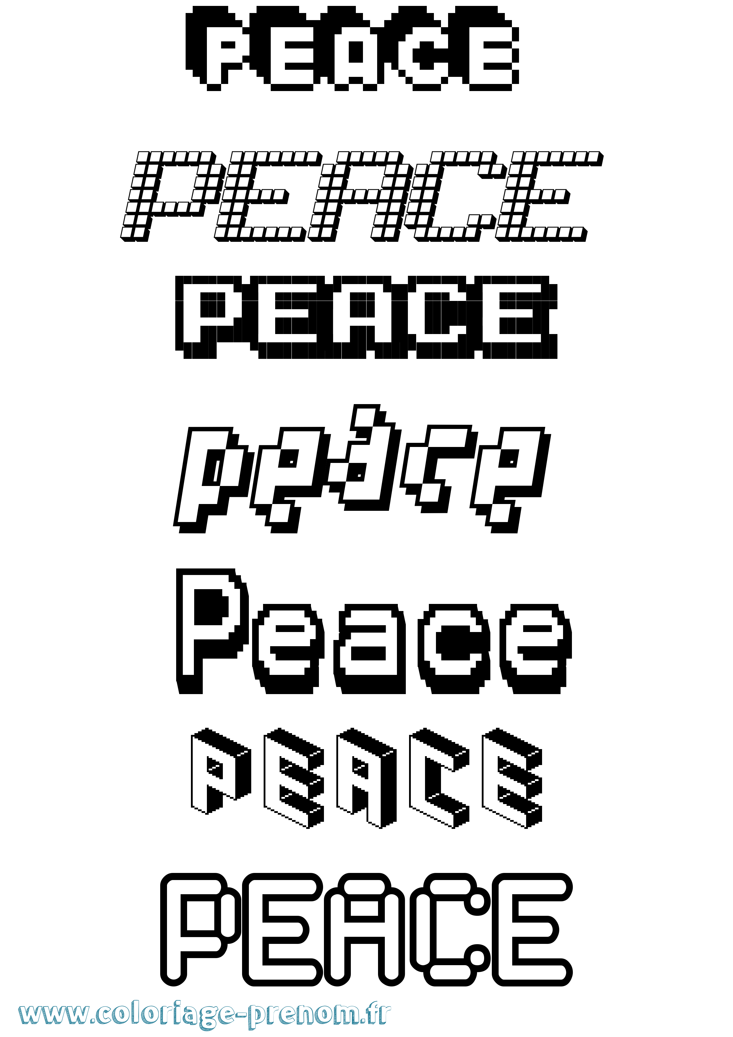 Coloriage Peace Pixel Coloriage prénom Peace Pixel