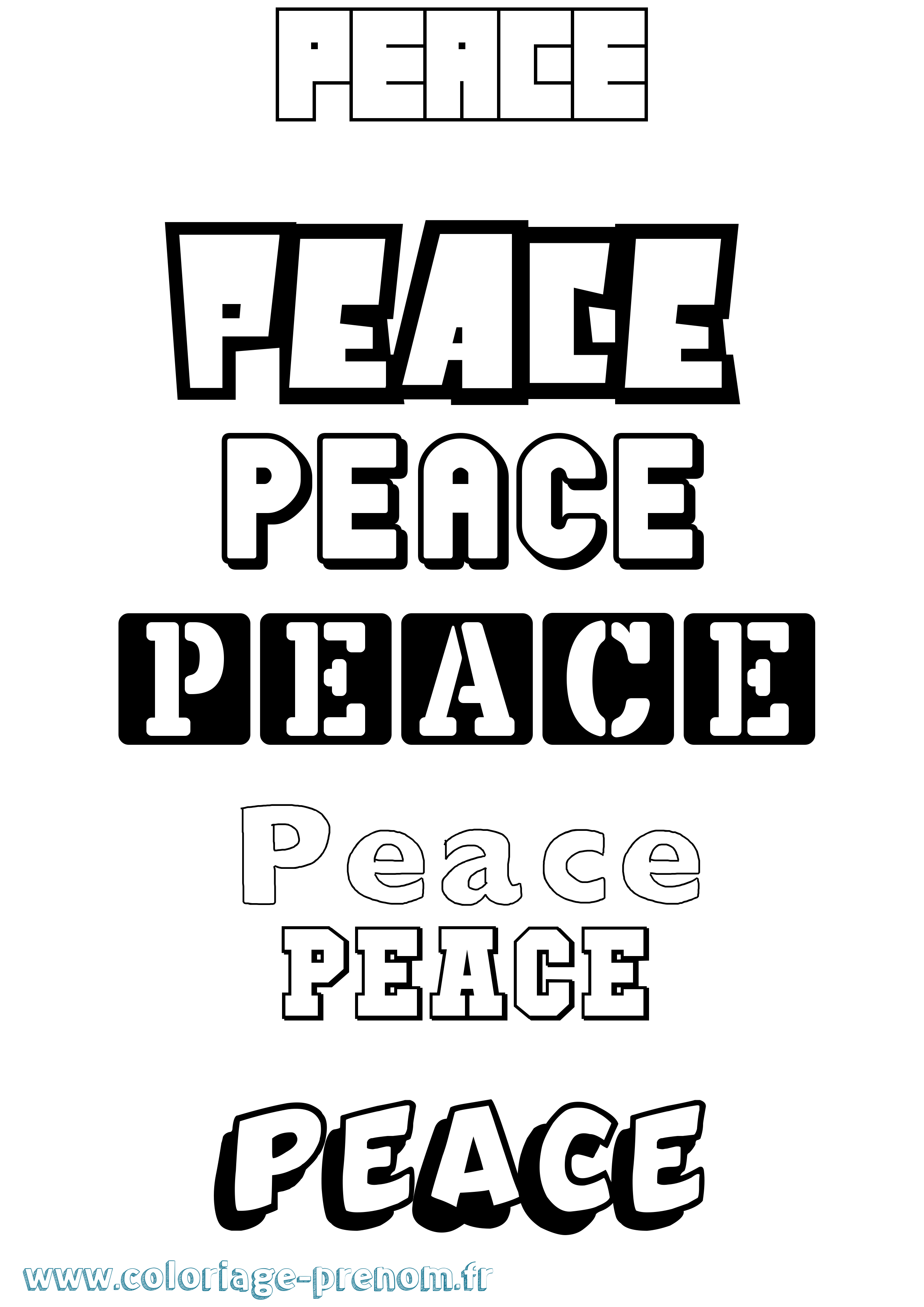 Coloriage Peace Simple Coloriage prénom Peace Simple