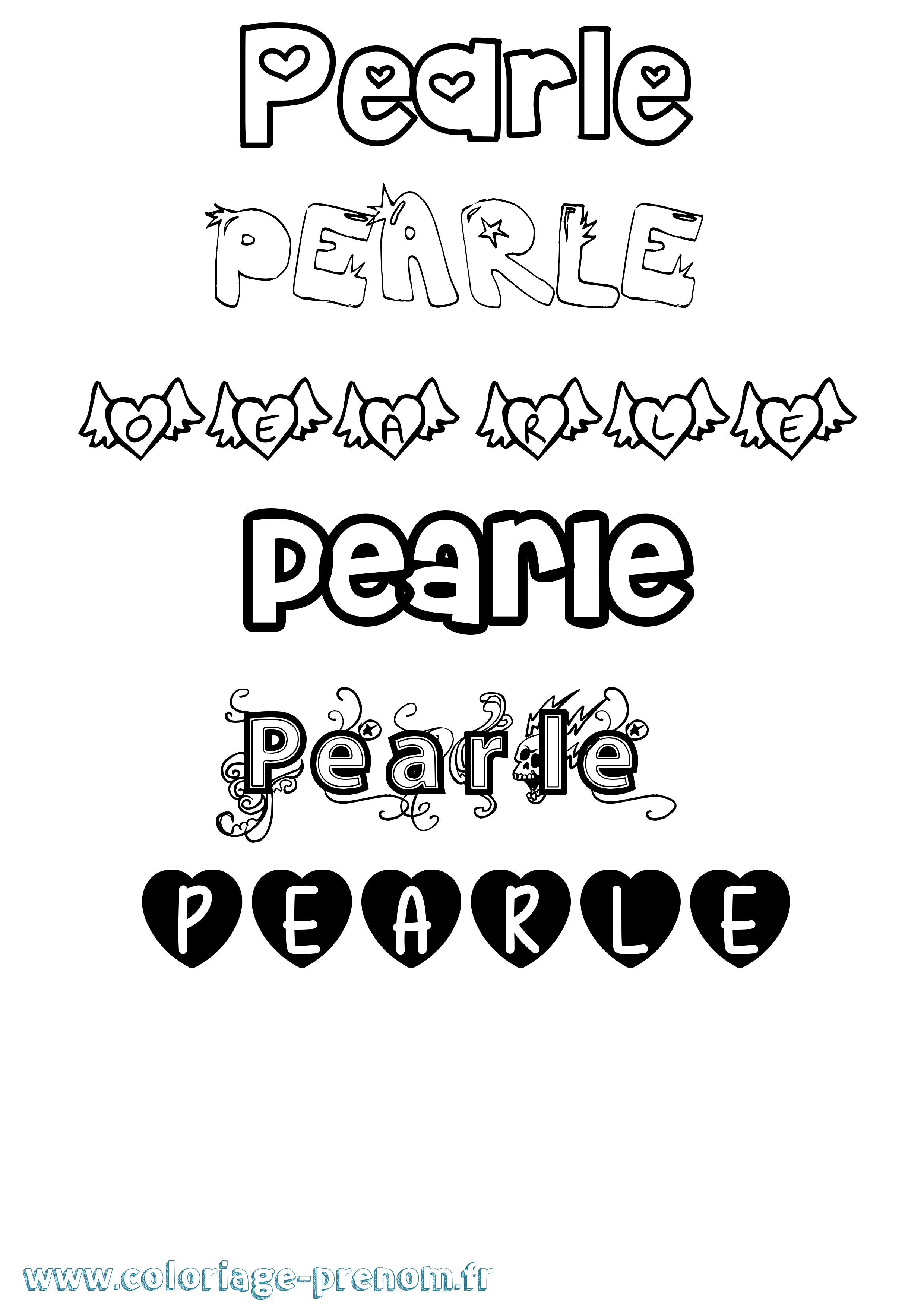 Coloriage Pearle Girly Coloriage prénom Pearle Girly