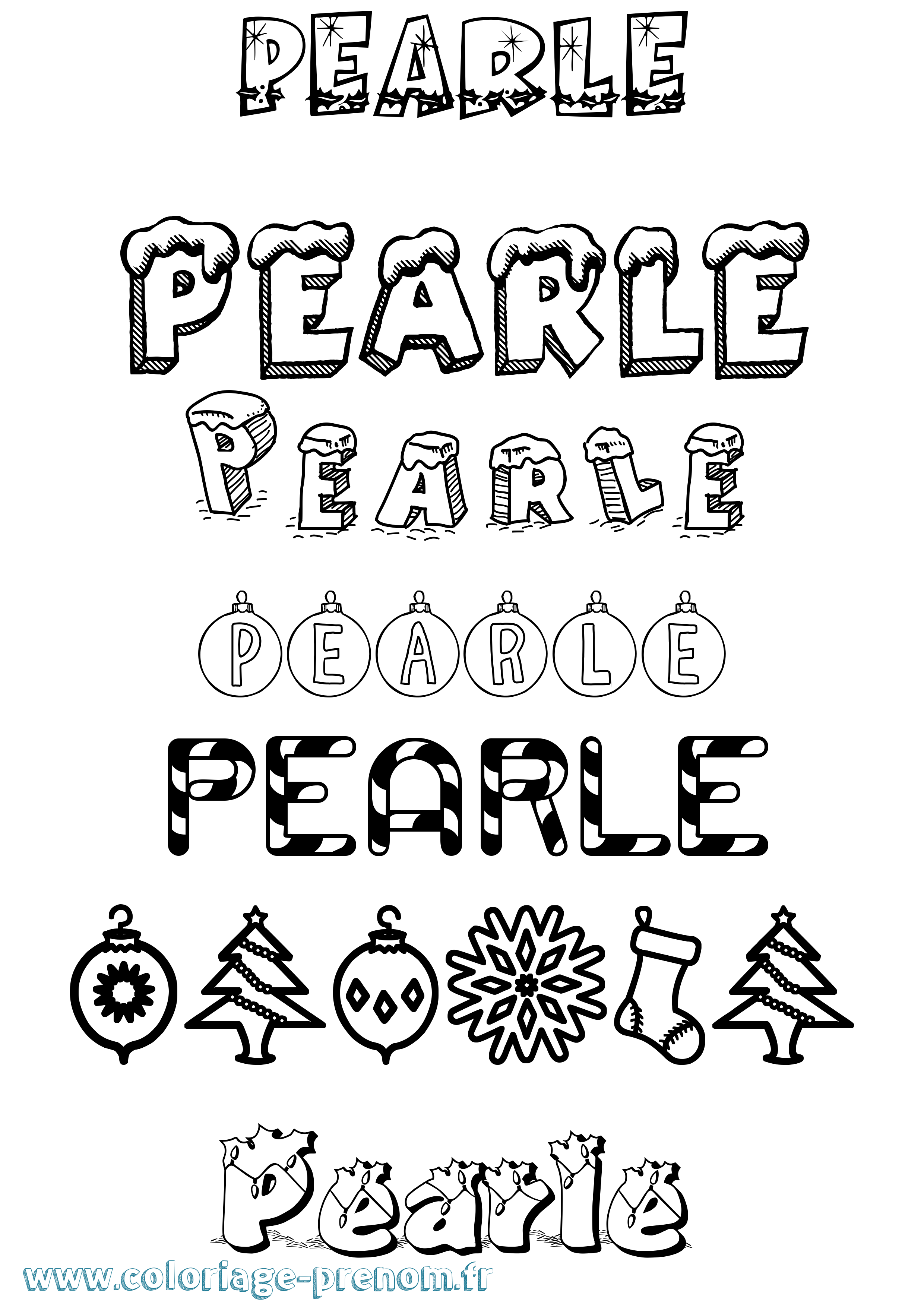Coloriage Pearle Noël Coloriage prénom Pearle Noël