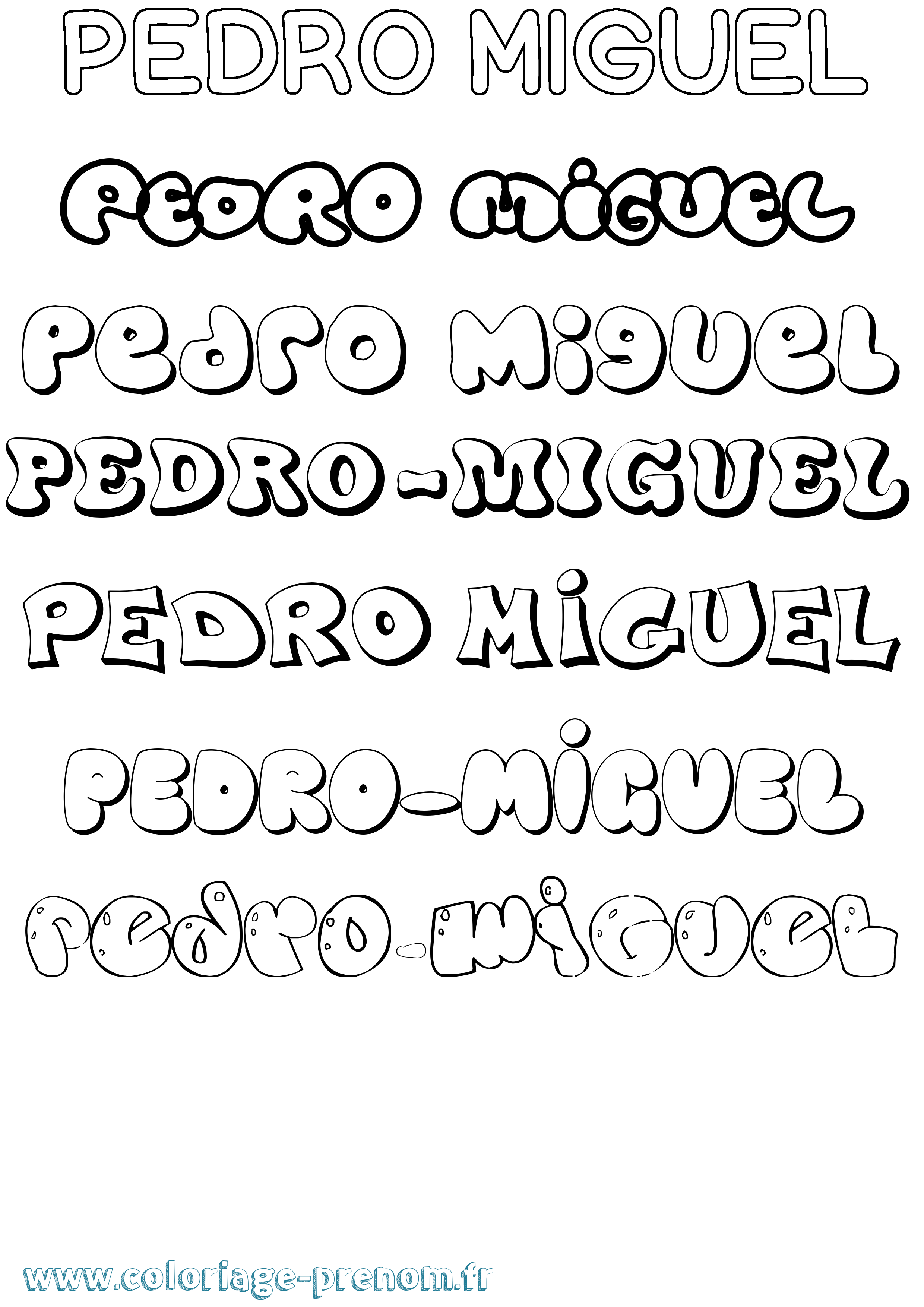 Coloriage Pedro-Miguel Bubble Coloriage prénom Pedro-Miguel Bubble