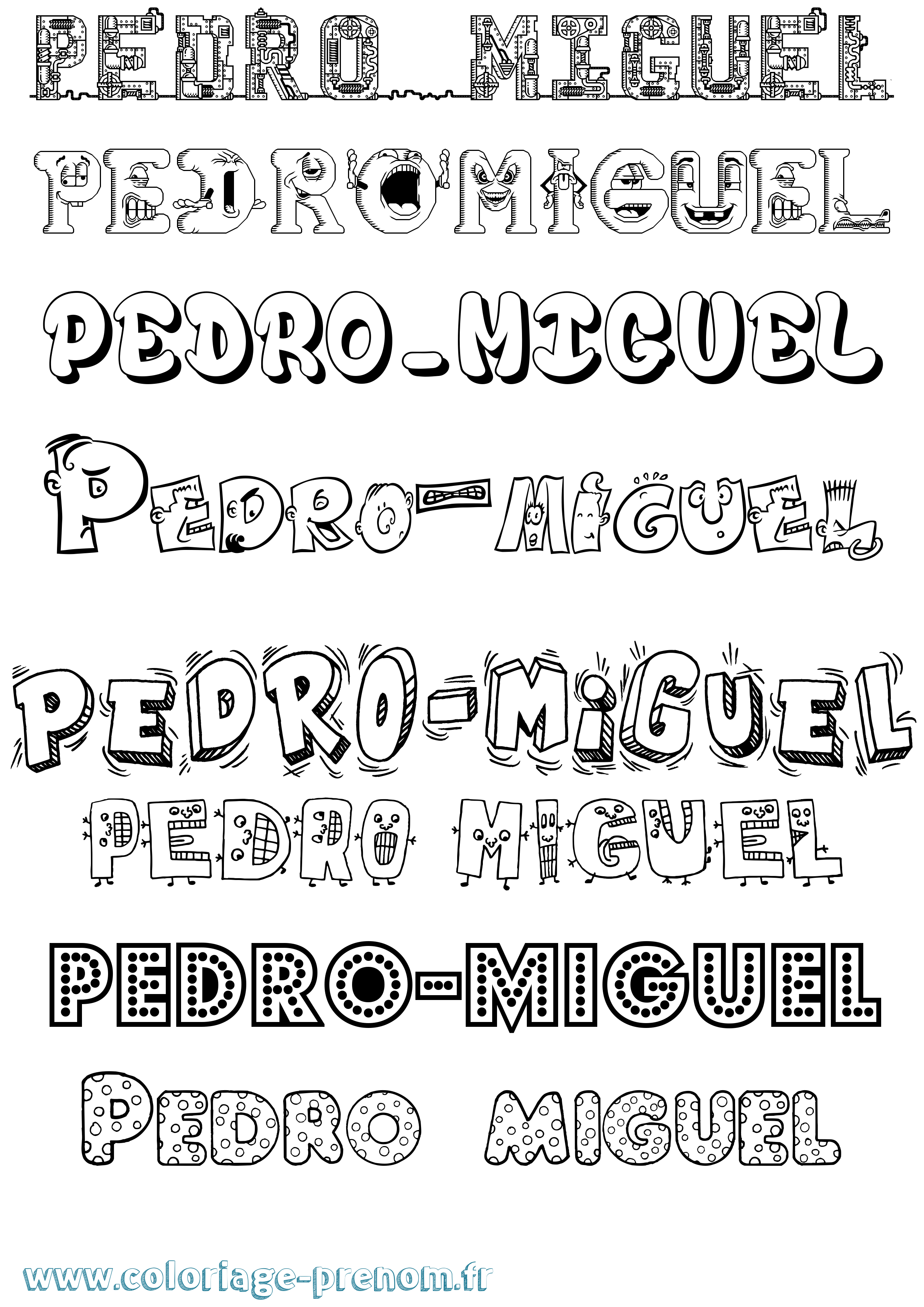 Coloriage Pedro-Miguel Fun Coloriage prénom Pedro-Miguel Fun