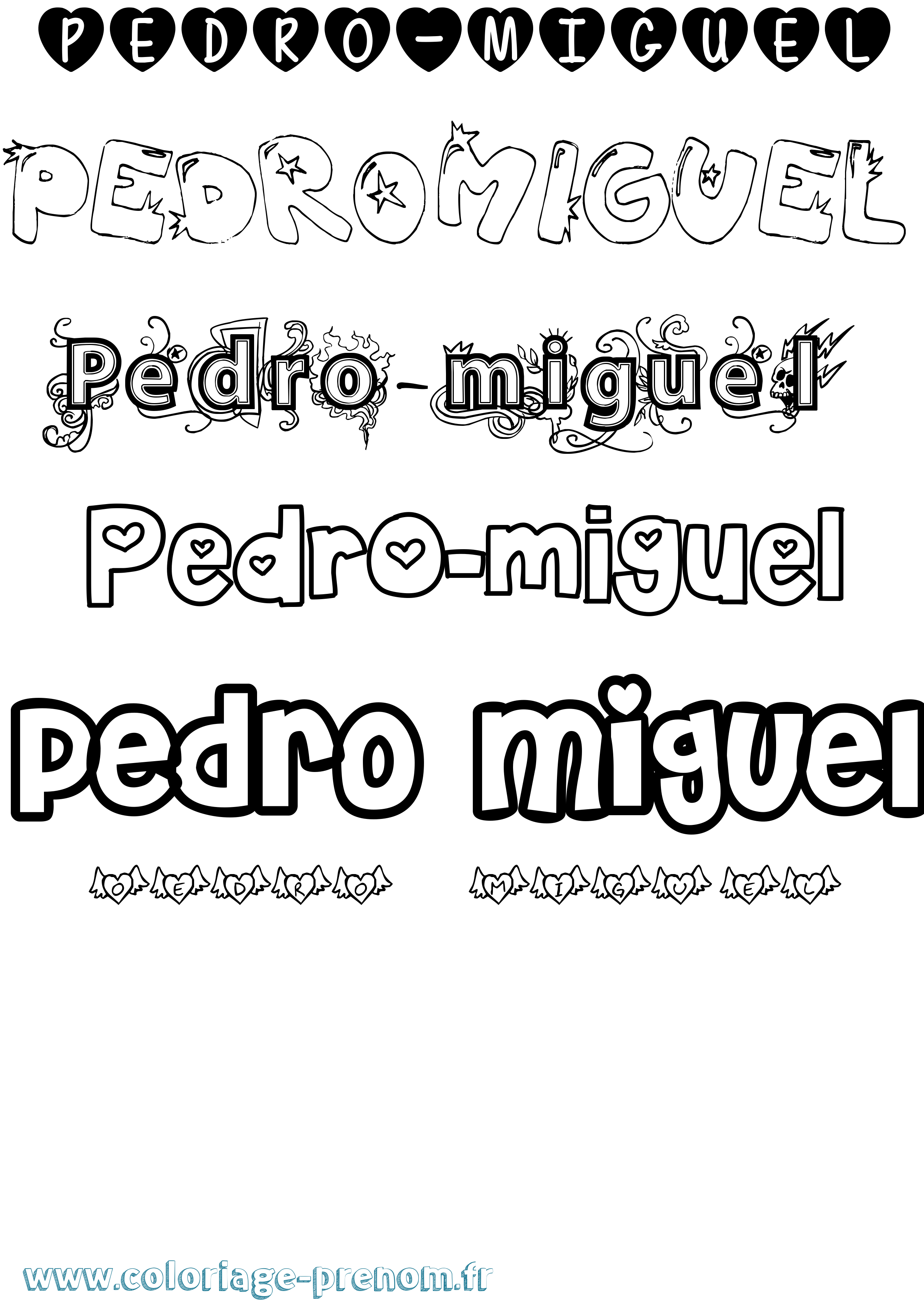 Coloriage Pedro-Miguel Girly Coloriage prénom Pedro-Miguel Girly