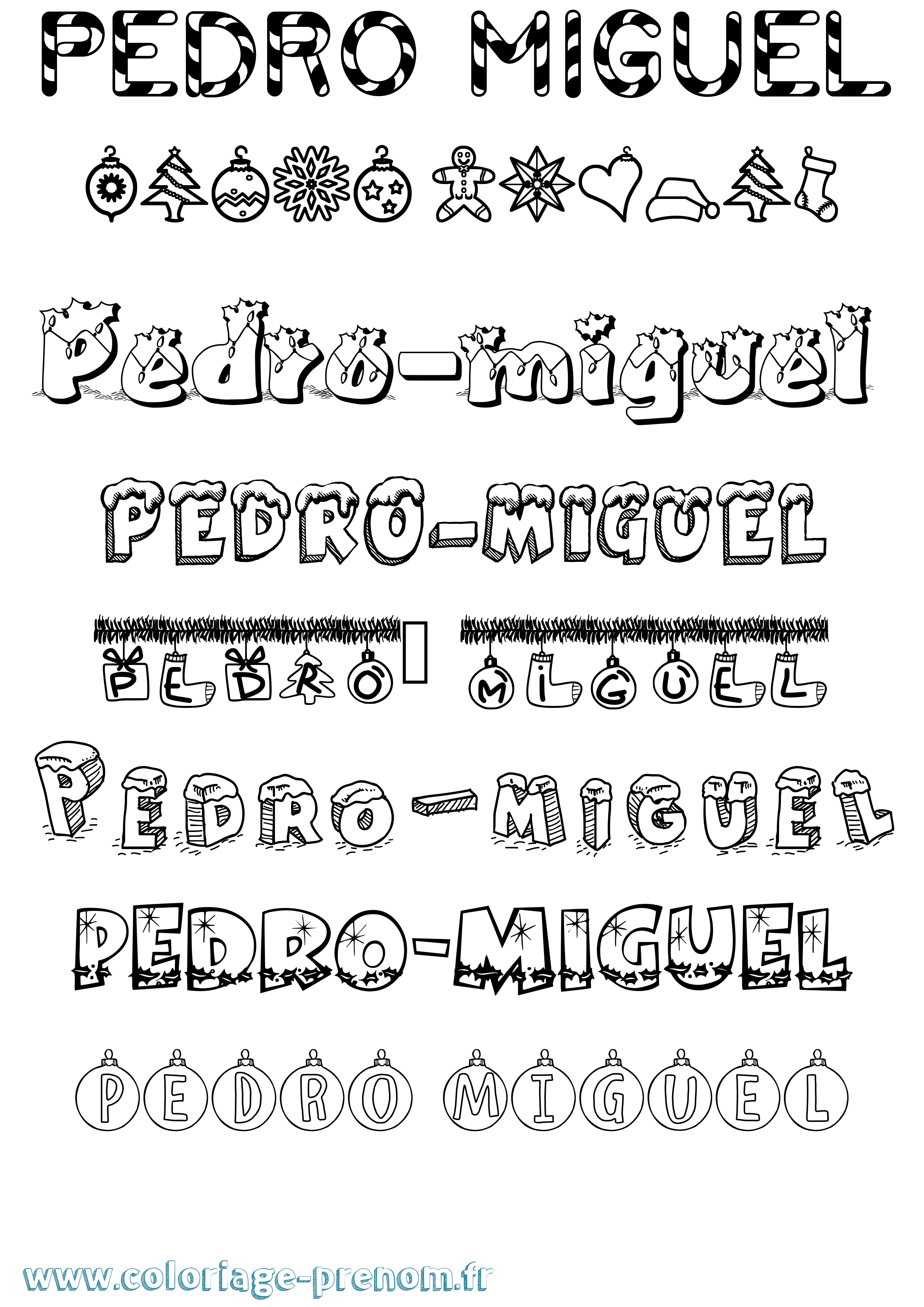 Coloriage Pedro-Miguel Noël Coloriage prénom Pedro-Miguel Noël
