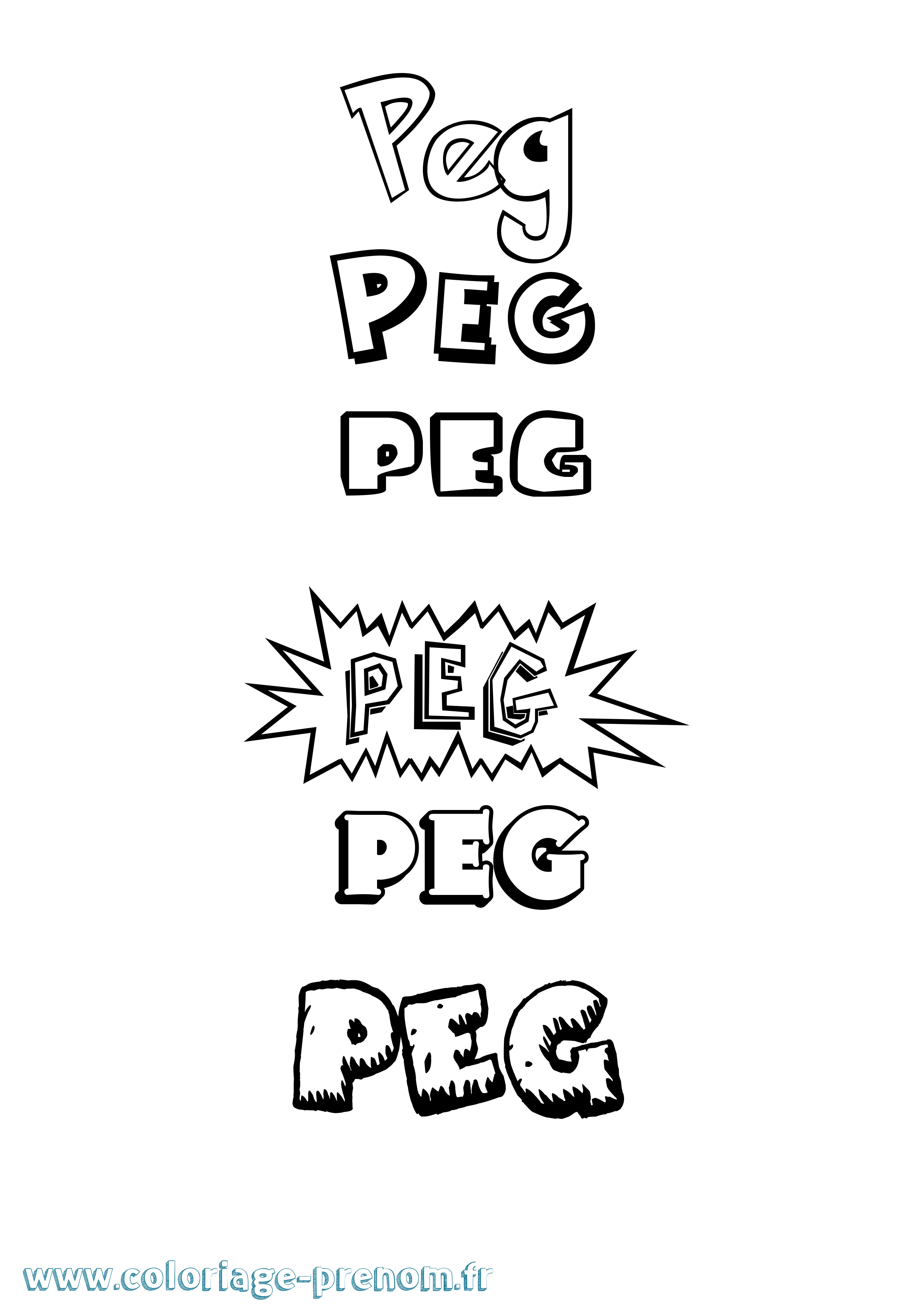 Coloriage Peg Dessin Animé Coloriage prénom Peg Dessin Animé