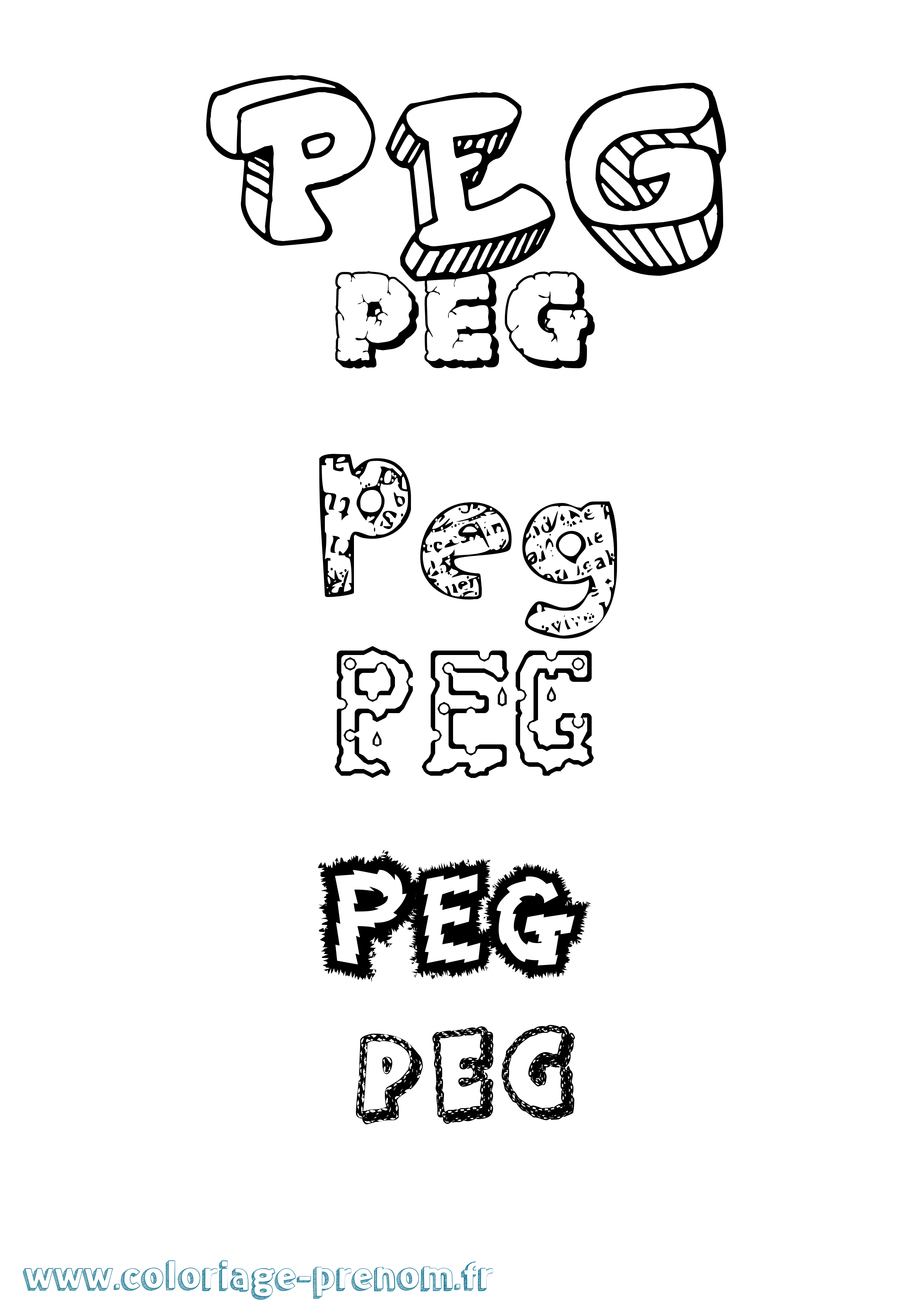 Coloriage Peg Destructuré Coloriage prénom Peg Destructuré