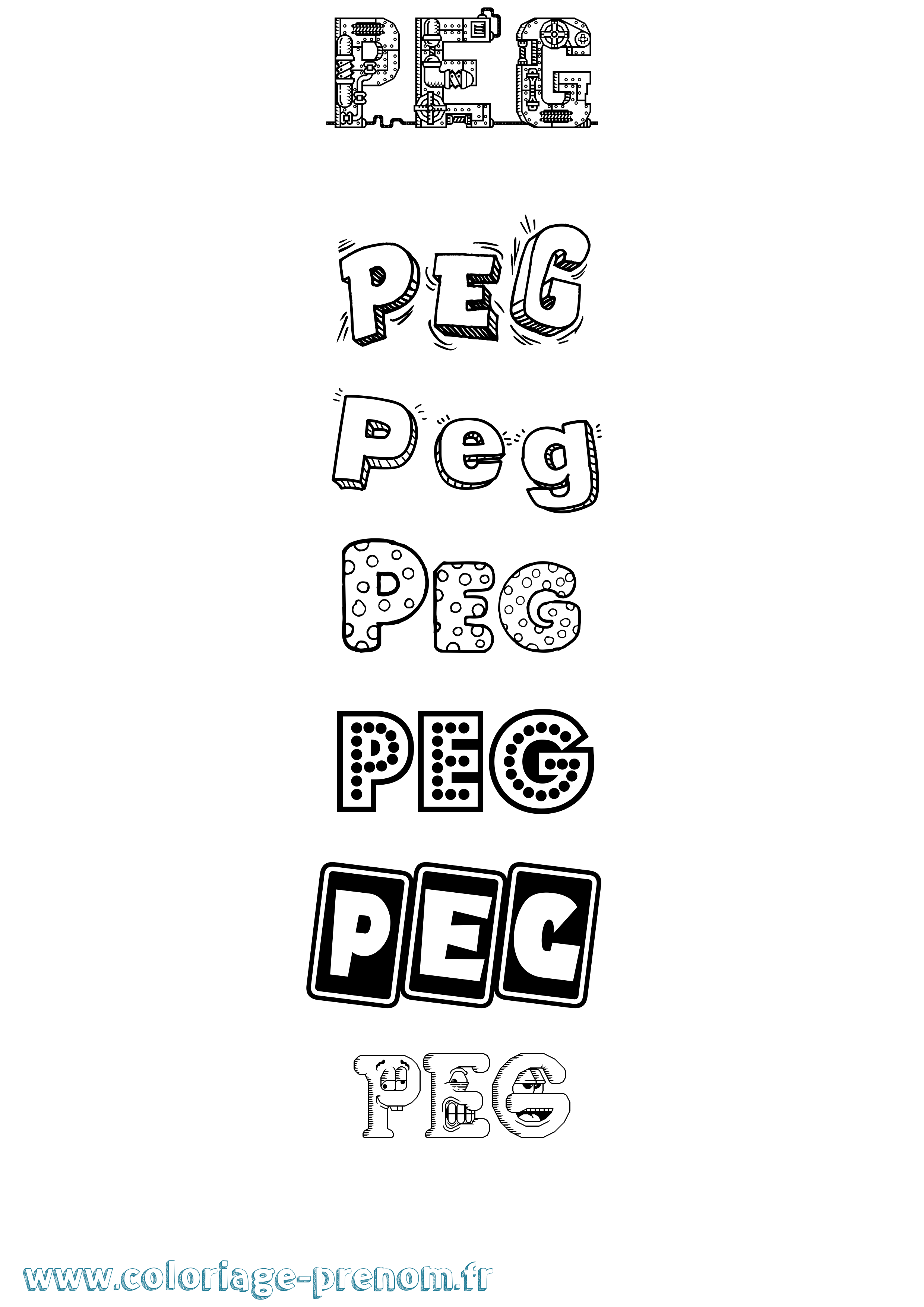 Coloriage Peg Fun Coloriage prénom Peg Fun