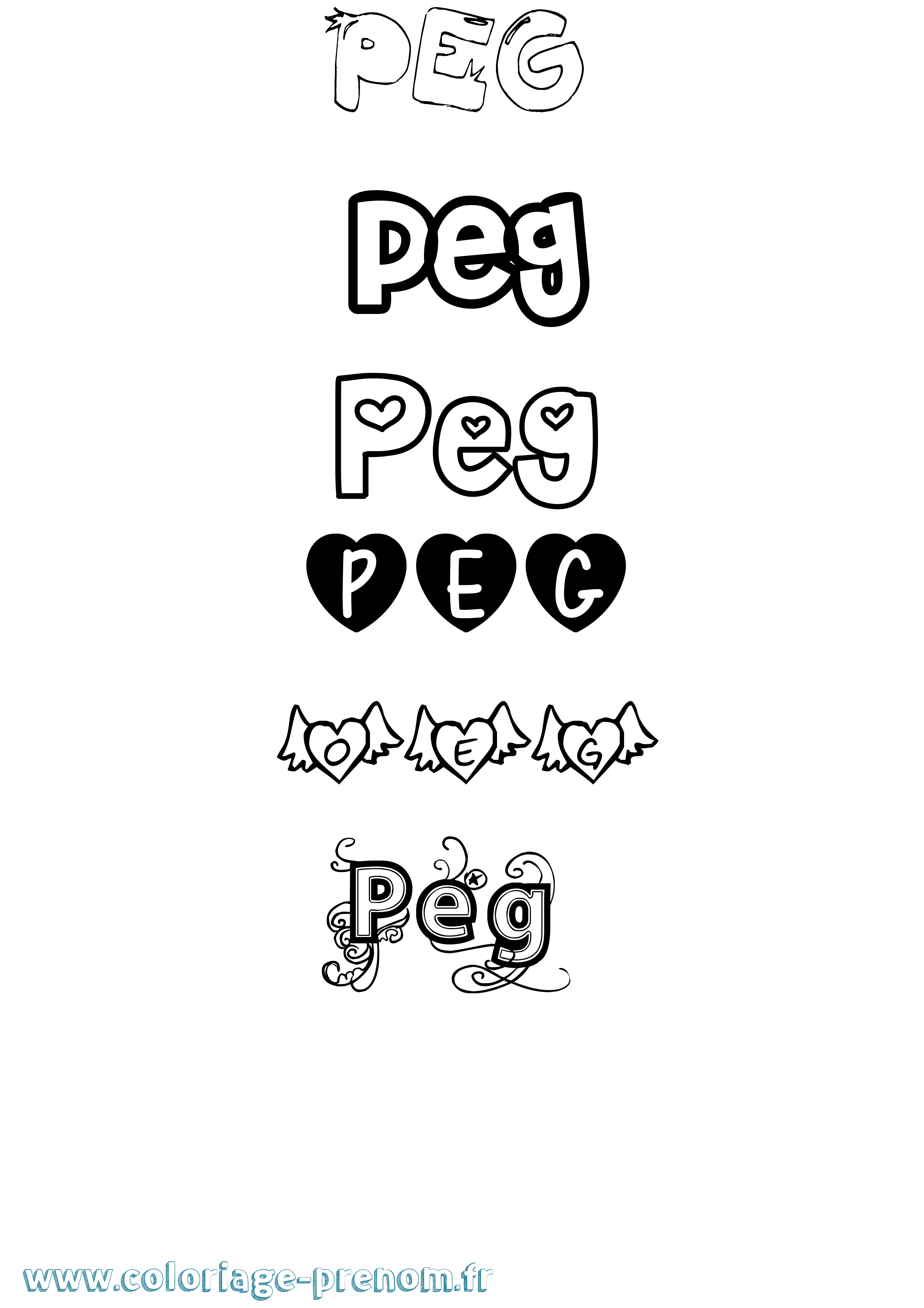 Coloriage Peg Girly Coloriage prénom Peg Girly