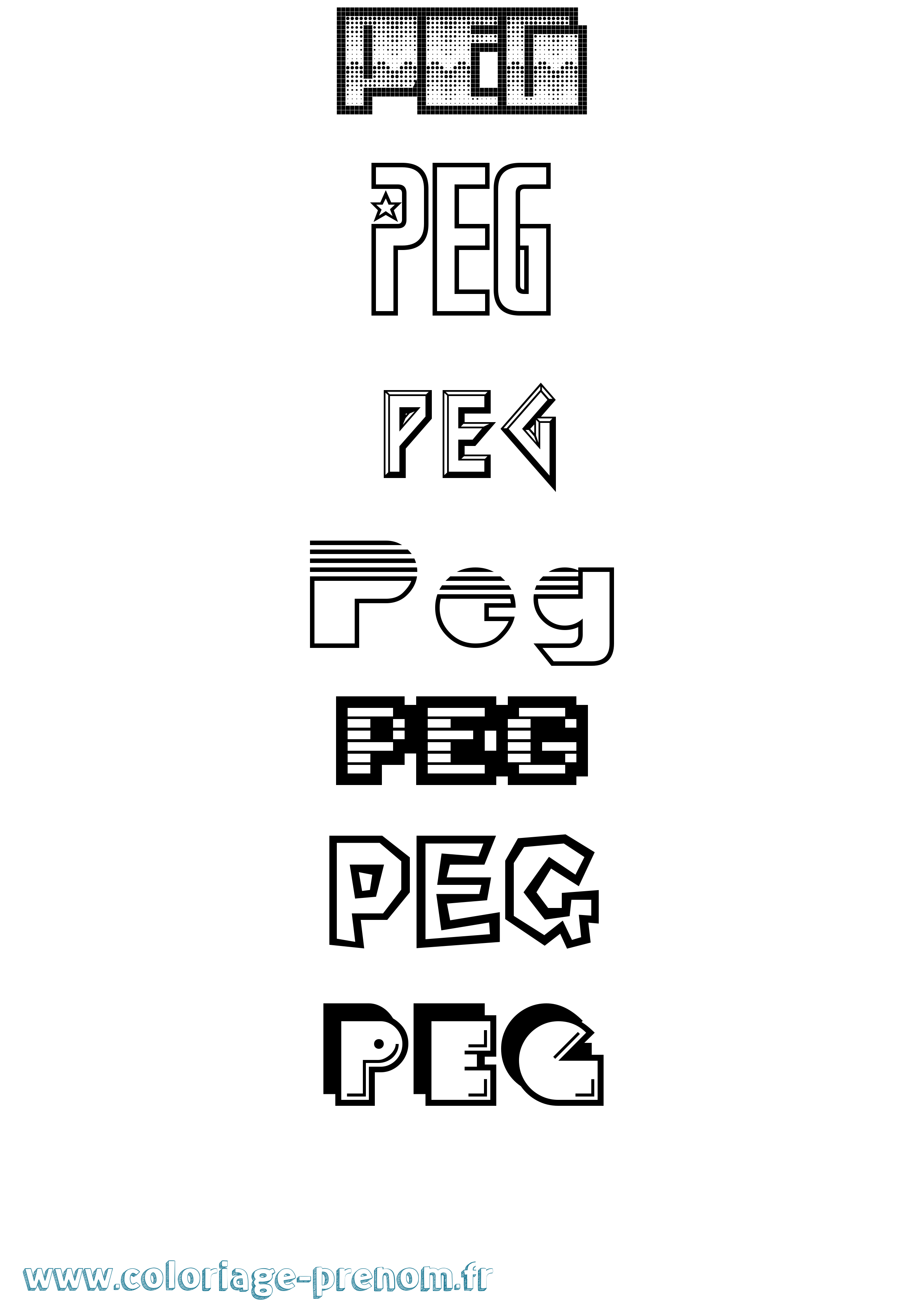 Coloriage Peg Jeux Vidéos Coloriage prénom Peg Jeux Vidéos