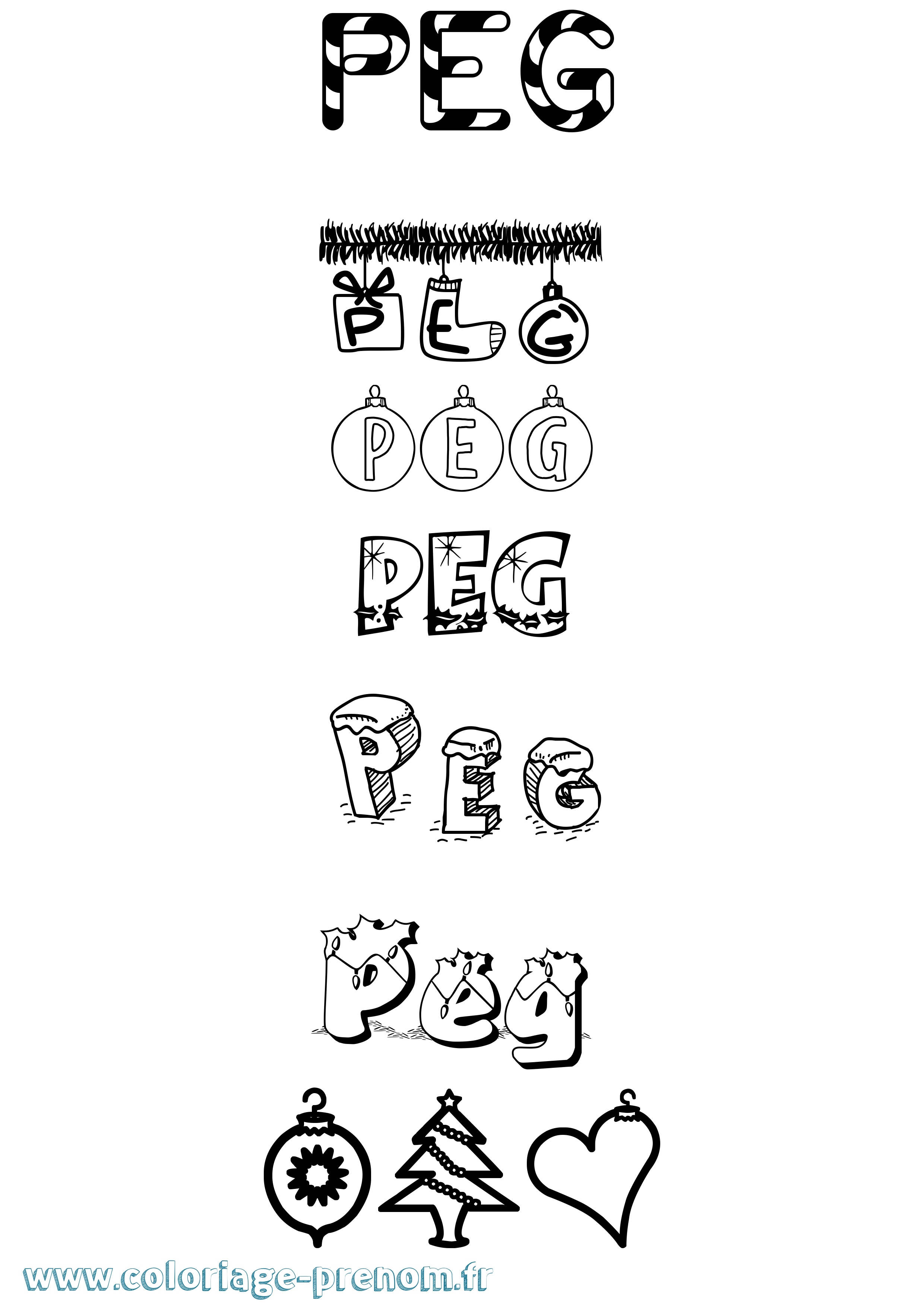 Coloriage Peg Noël Coloriage prénom Peg Noël