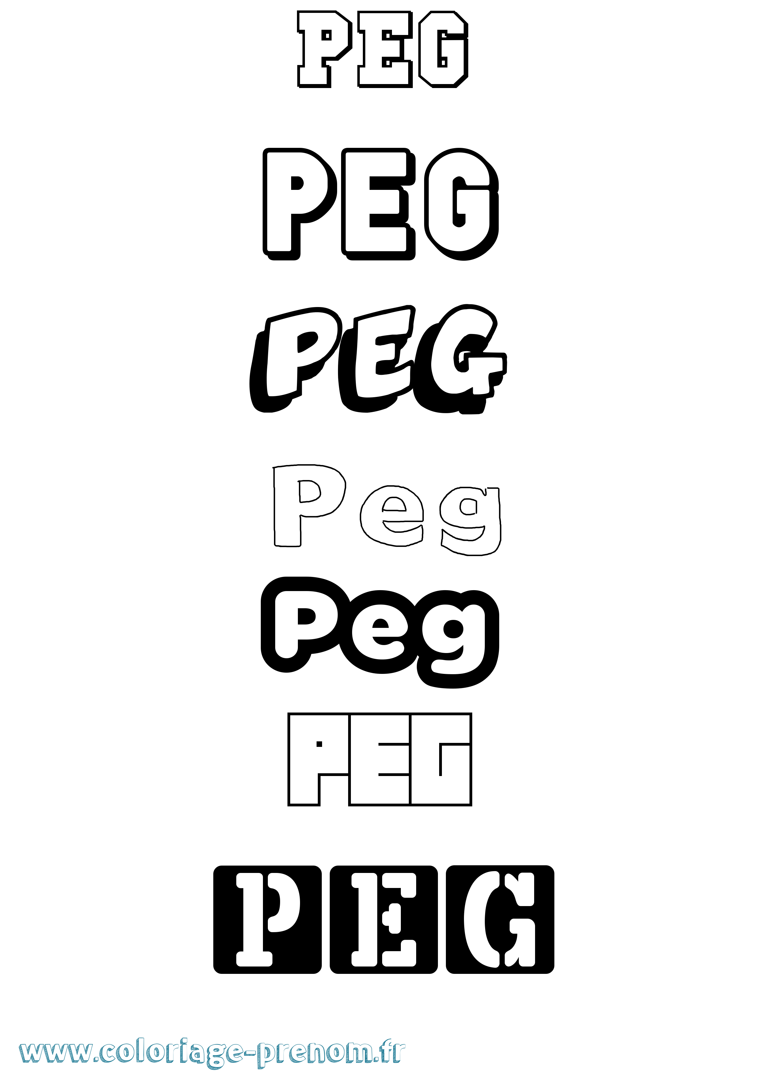 Coloriage Peg Simple Coloriage prénom Peg Simple
