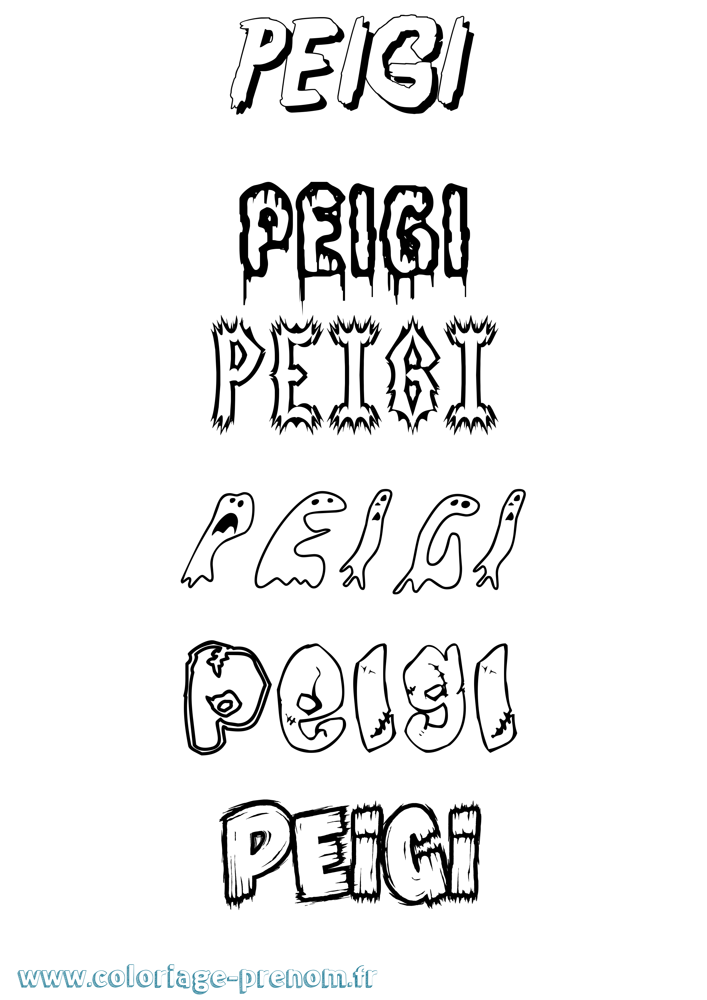 Coloriage Peigi Frisson Coloriage prénom Peigi Frisson