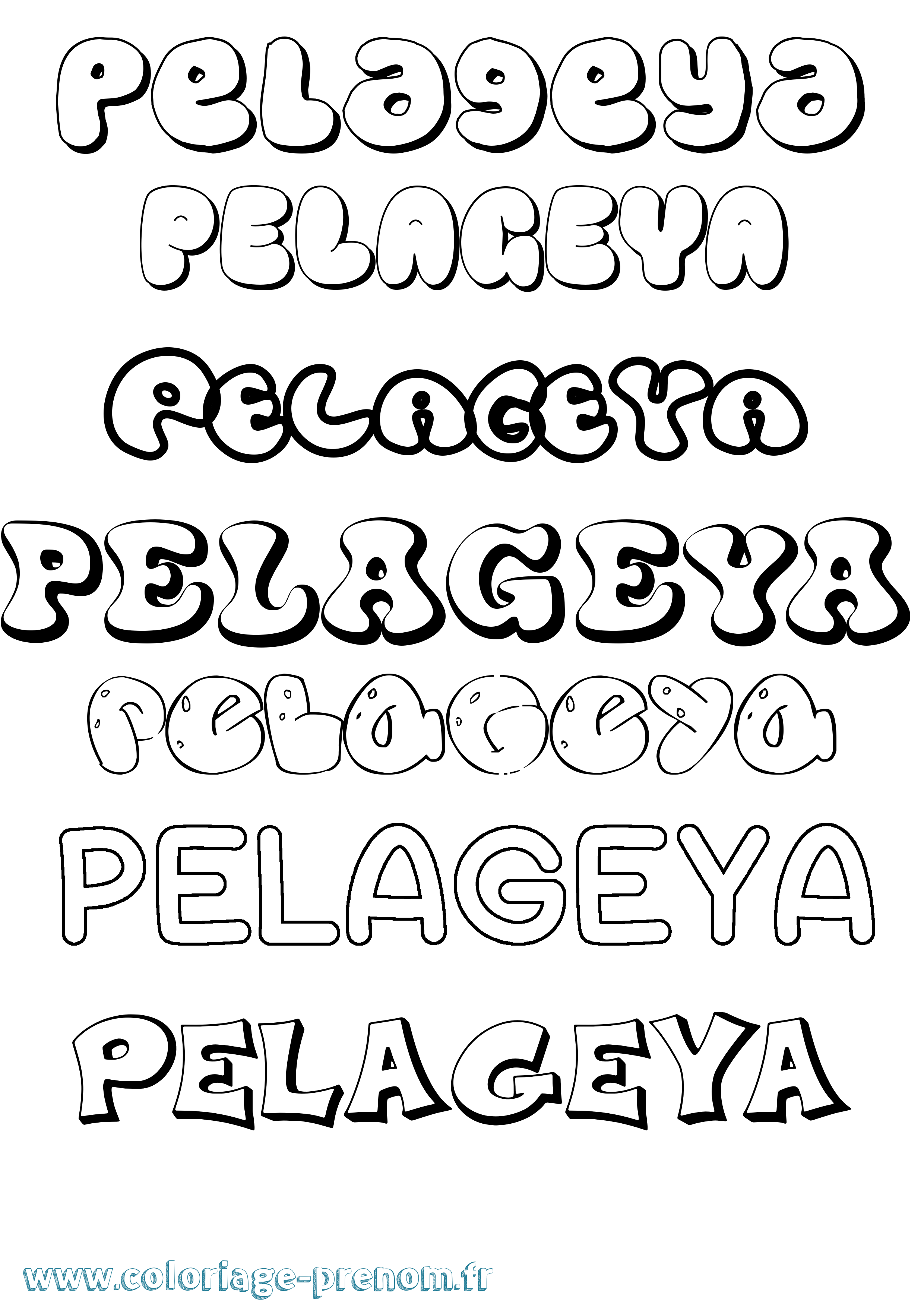 Coloriage Pelageya Bubble Coloriage prénom Pelageya Bubble