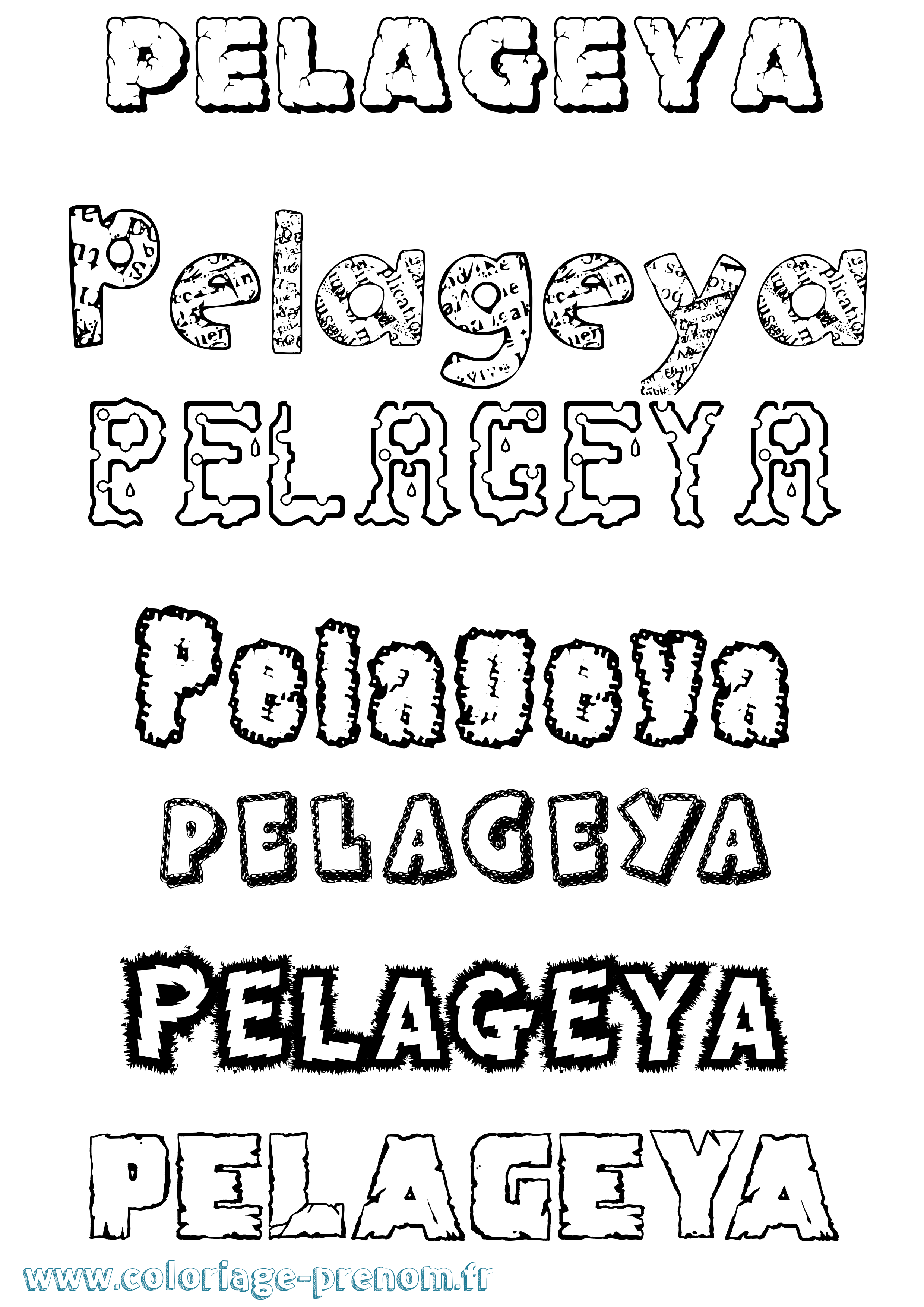 Coloriage Pelageya Destructuré Coloriage prénom Pelageya Destructuré