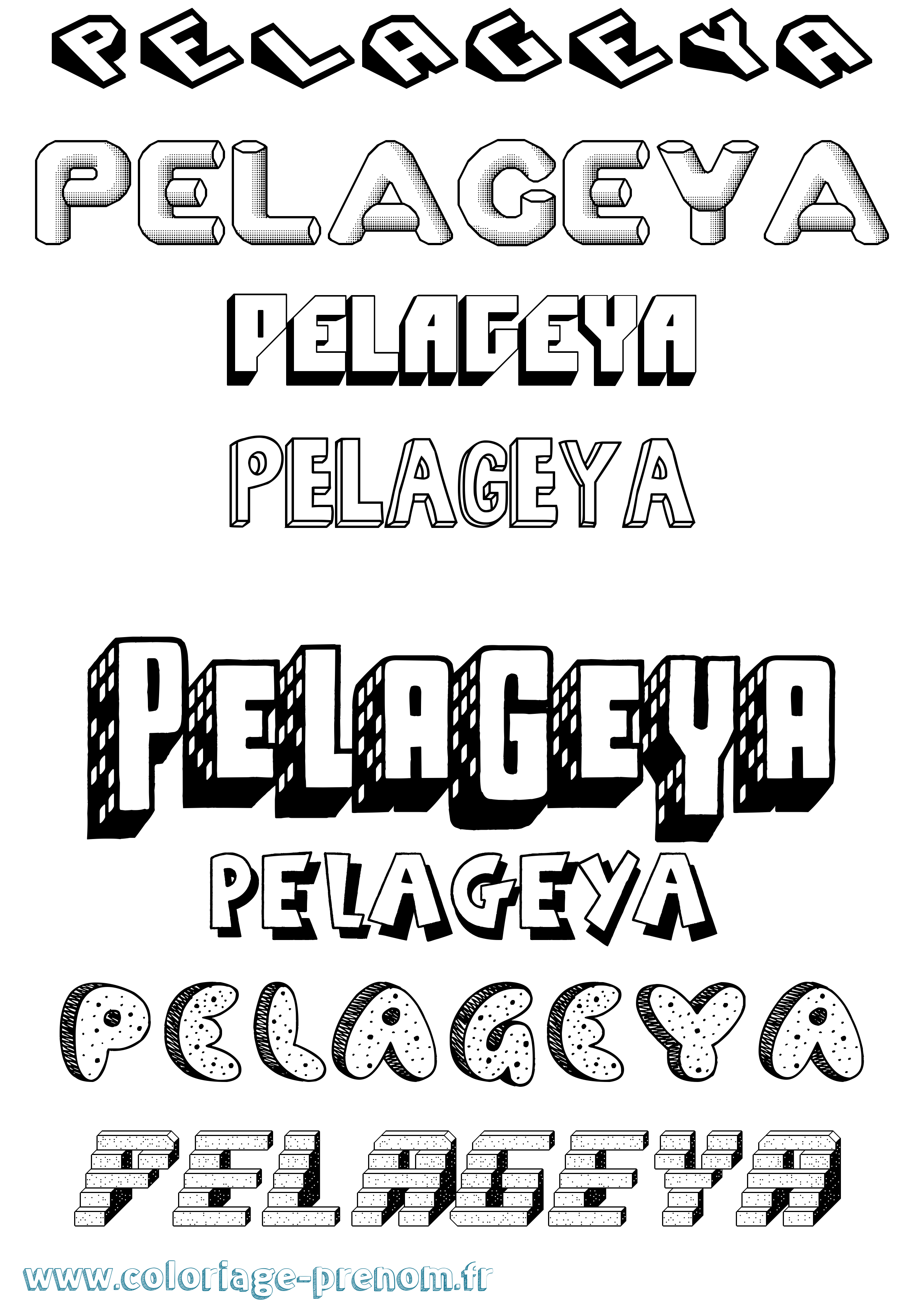 Coloriage Pelageya Effet 3D Coloriage prénom Pelageya Effet 3D