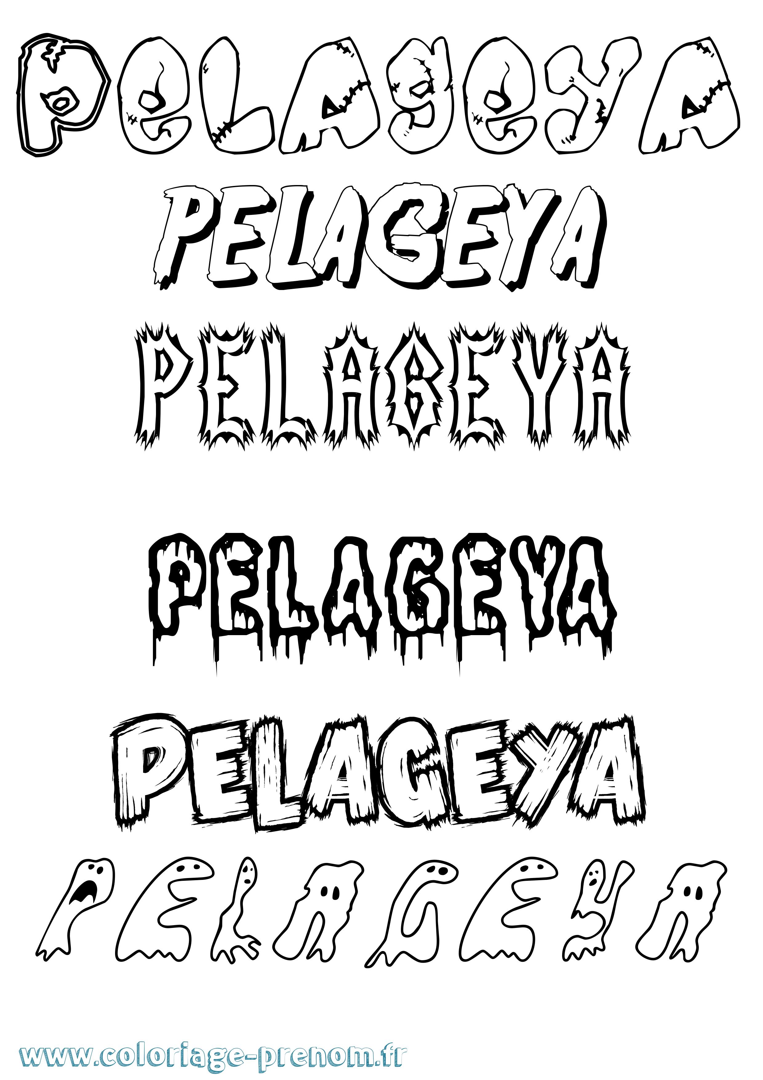 Coloriage Pelageya Frisson Coloriage prénom Pelageya Frisson