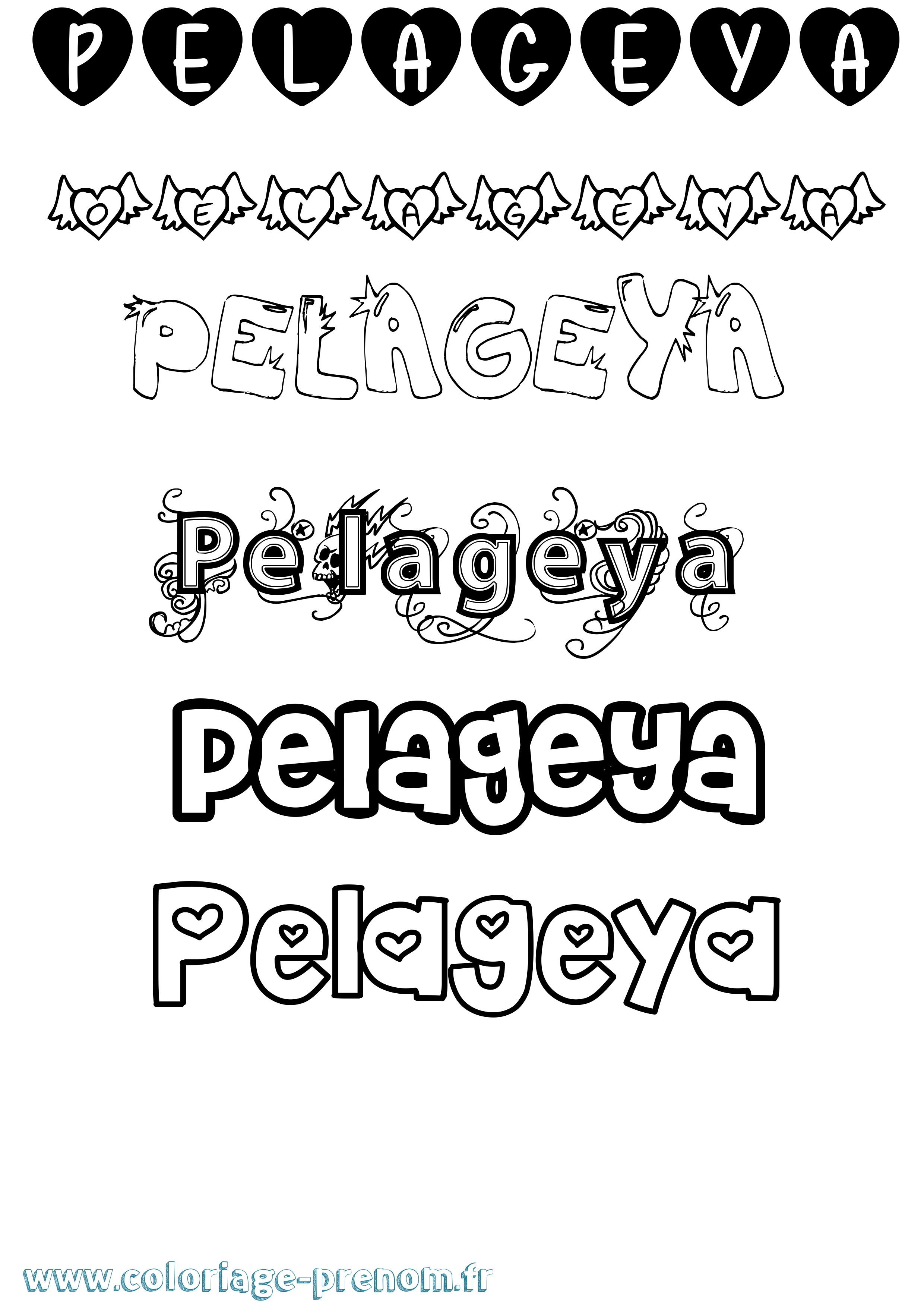 Coloriage Pelageya Girly Coloriage prénom Pelageya Girly