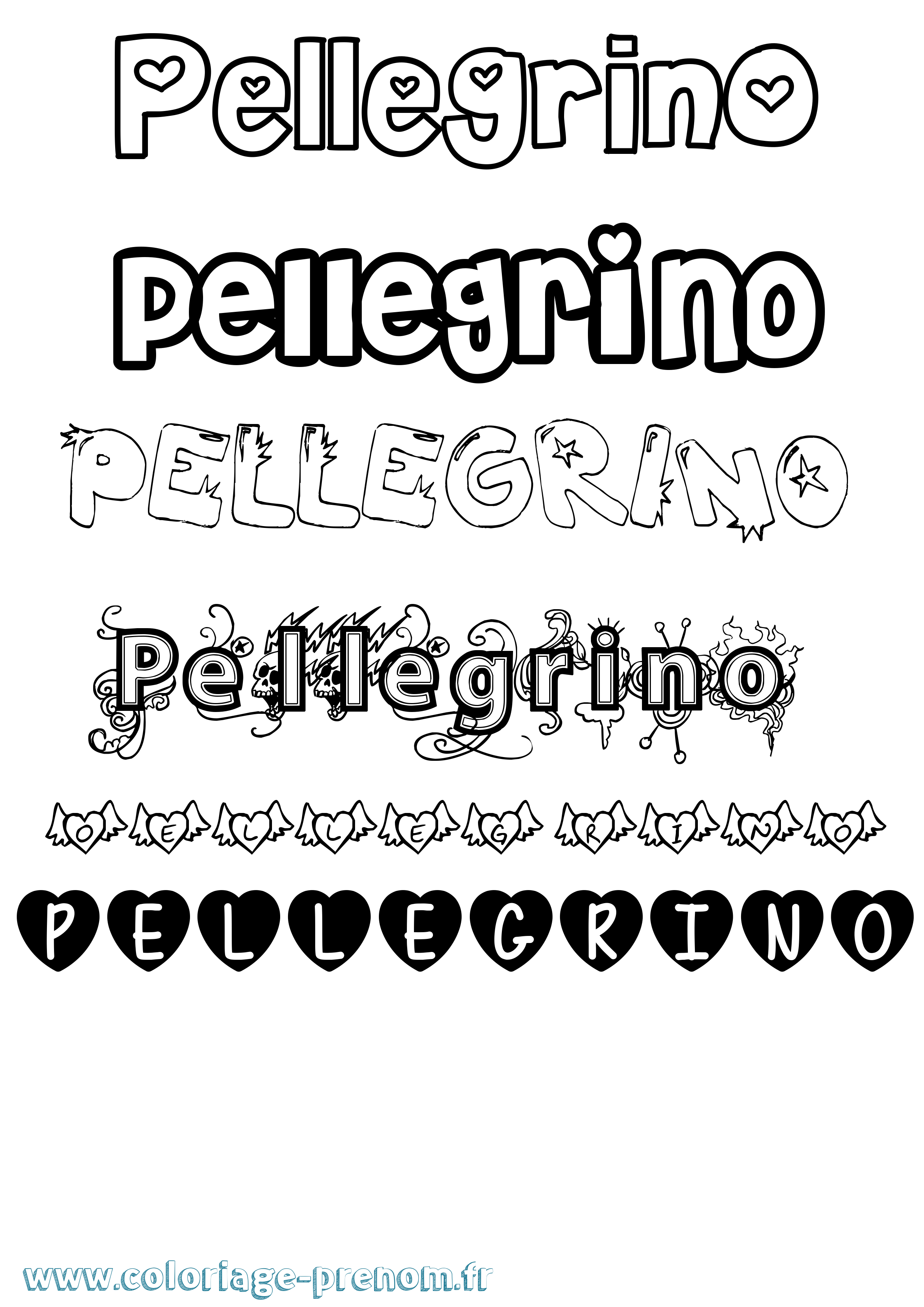Coloriage Pellegrino Girly Coloriage prénom Pellegrino Girly