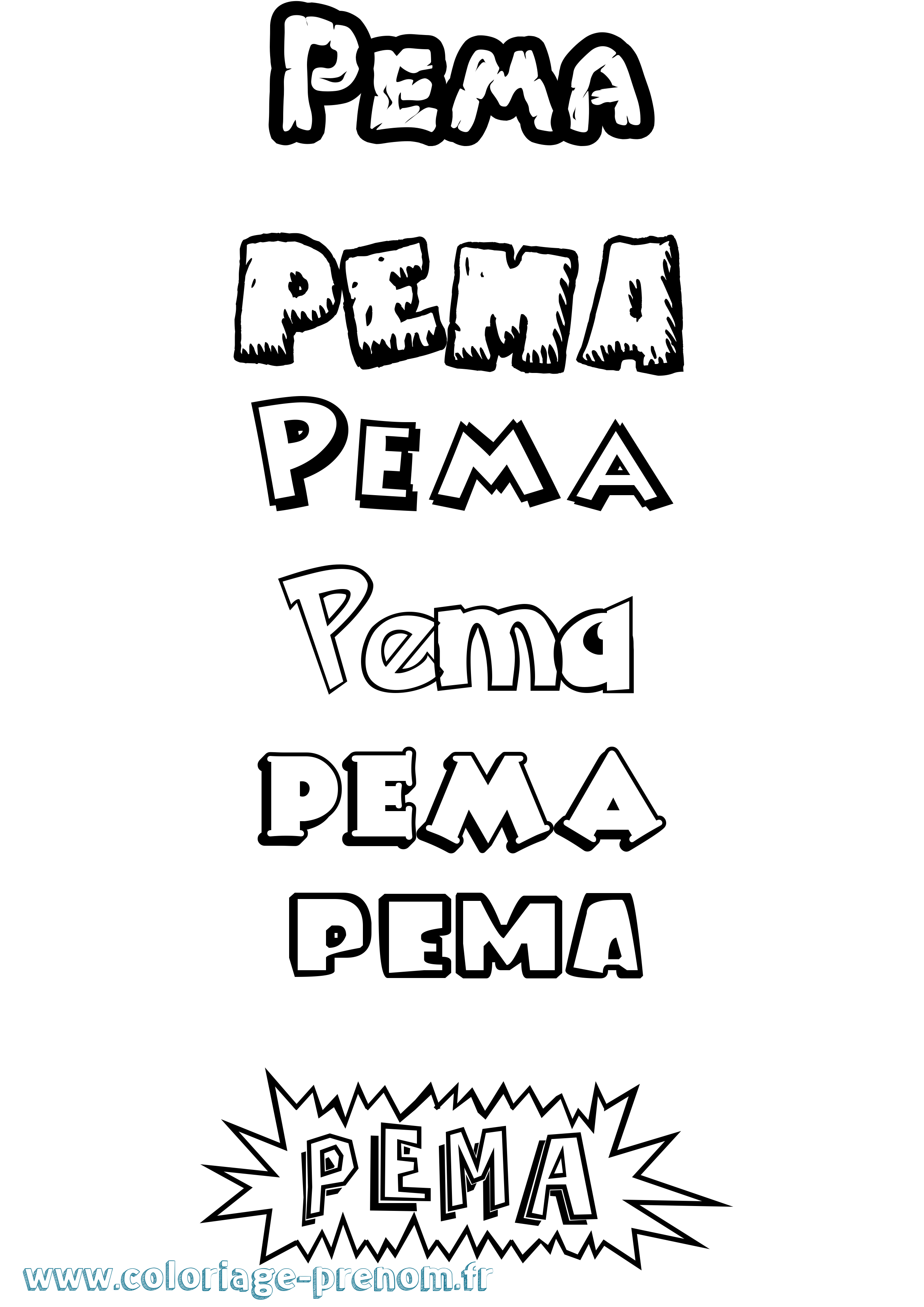 Coloriage Pema Dessin Animé Coloriage prénom Pema Dessin Animé