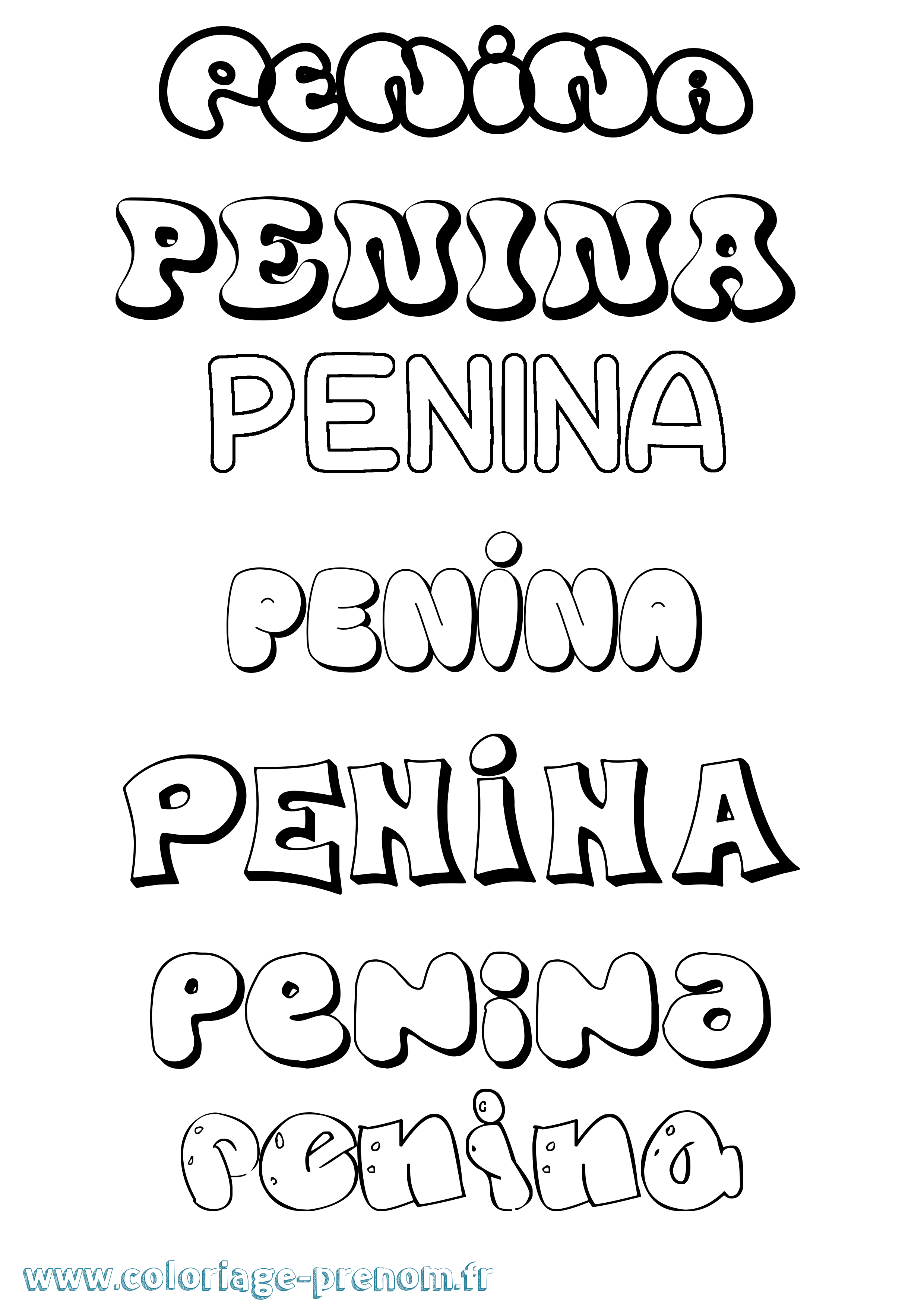 Coloriage Penina Bubble Coloriage prénom Penina Bubble