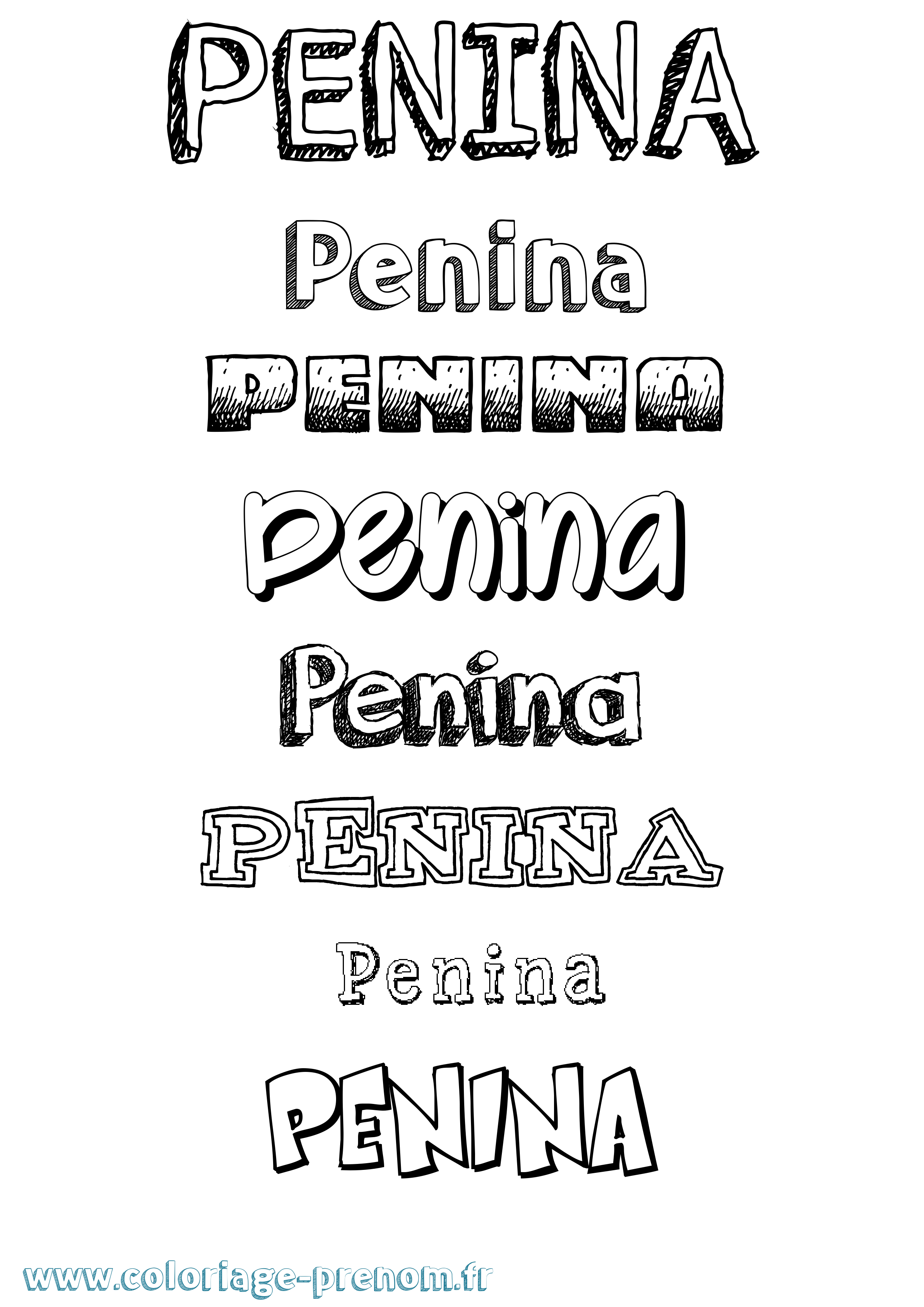 Coloriage Penina Dessiné Coloriage prénom Penina Dessiné