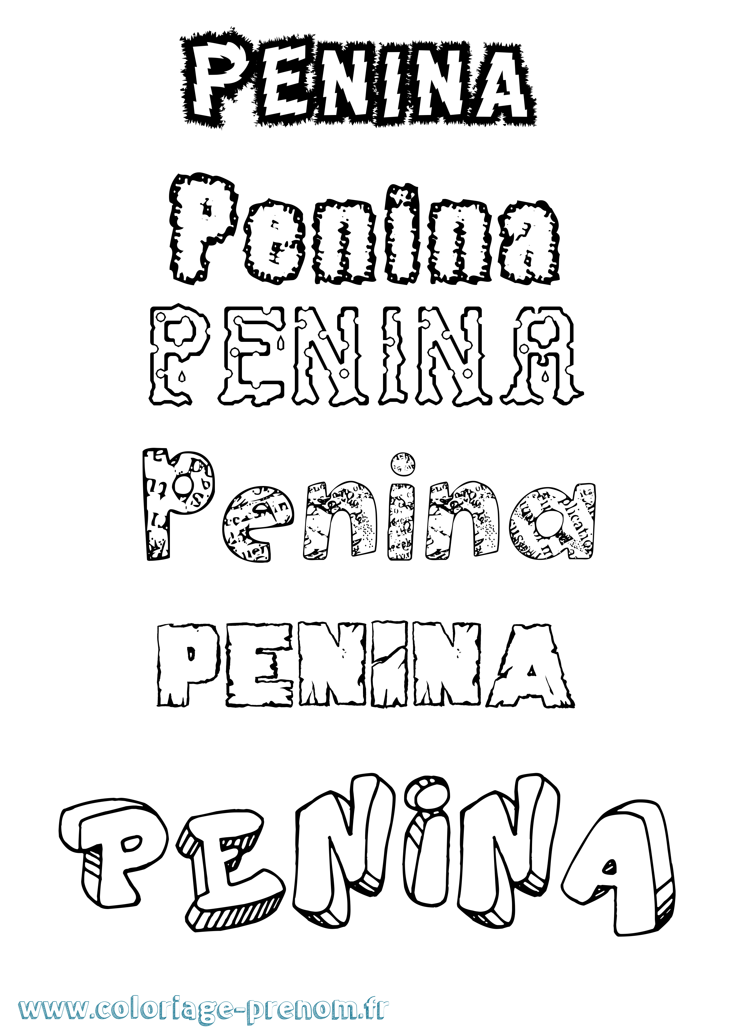 Coloriage Penina Destructuré Coloriage prénom Penina Destructuré