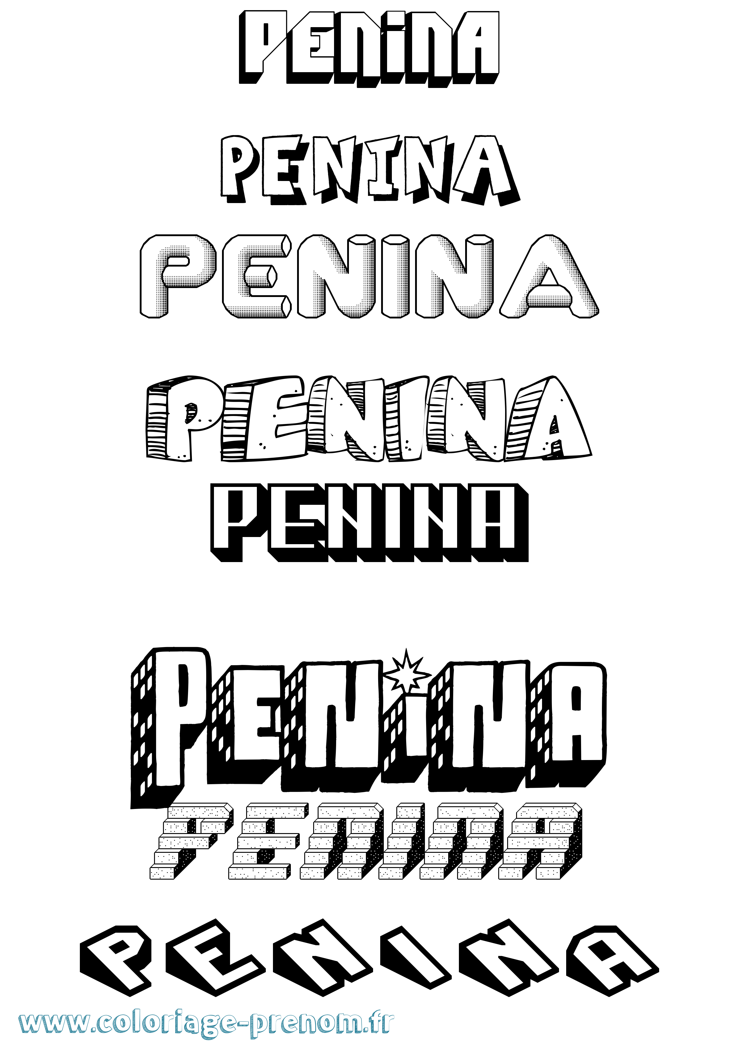 Coloriage Penina Effet 3D Coloriage prénom Penina Effet 3D