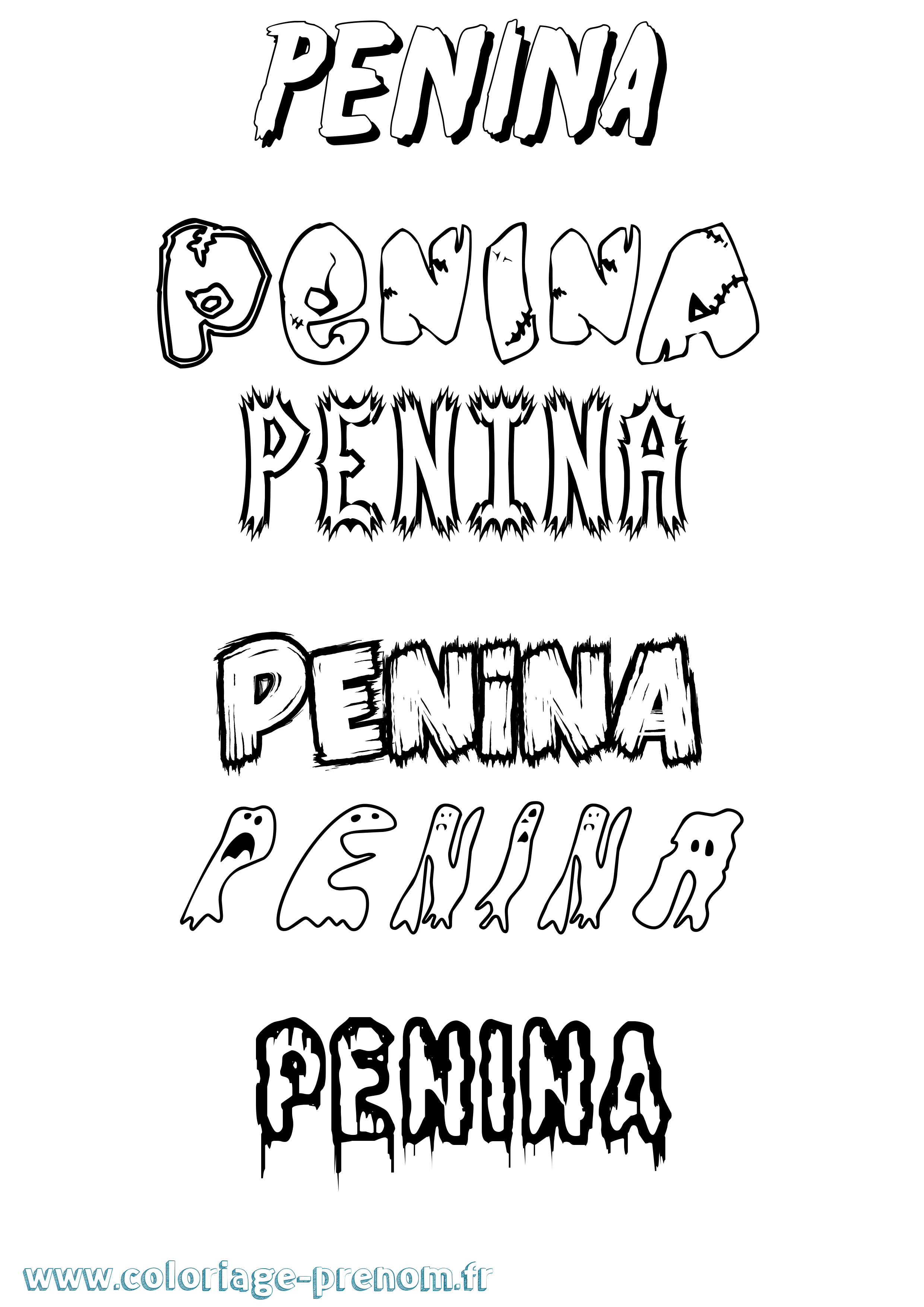 Coloriage Penina Frisson Coloriage prénom Penina Frisson