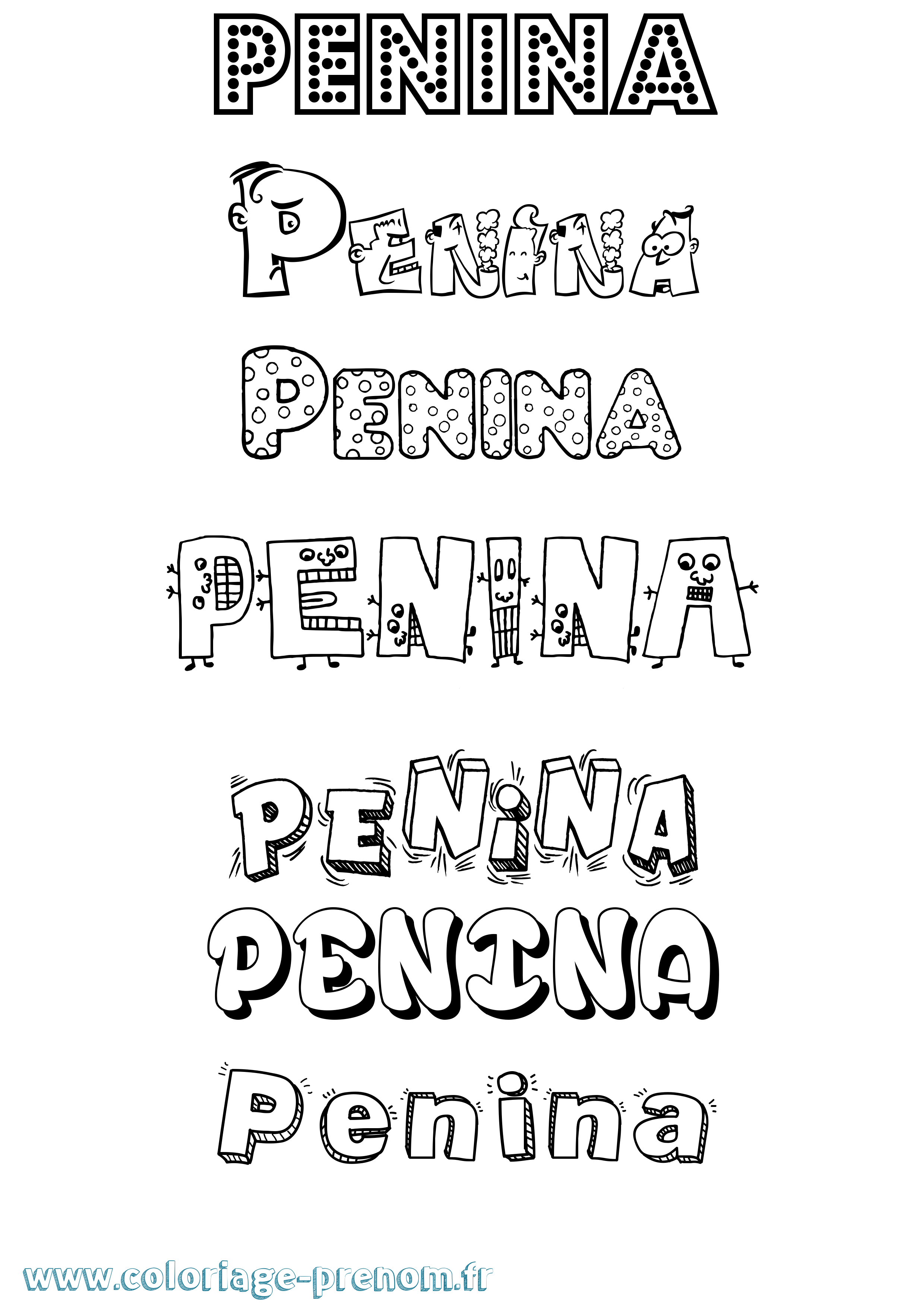 Coloriage Penina Fun Coloriage prénom Penina Fun