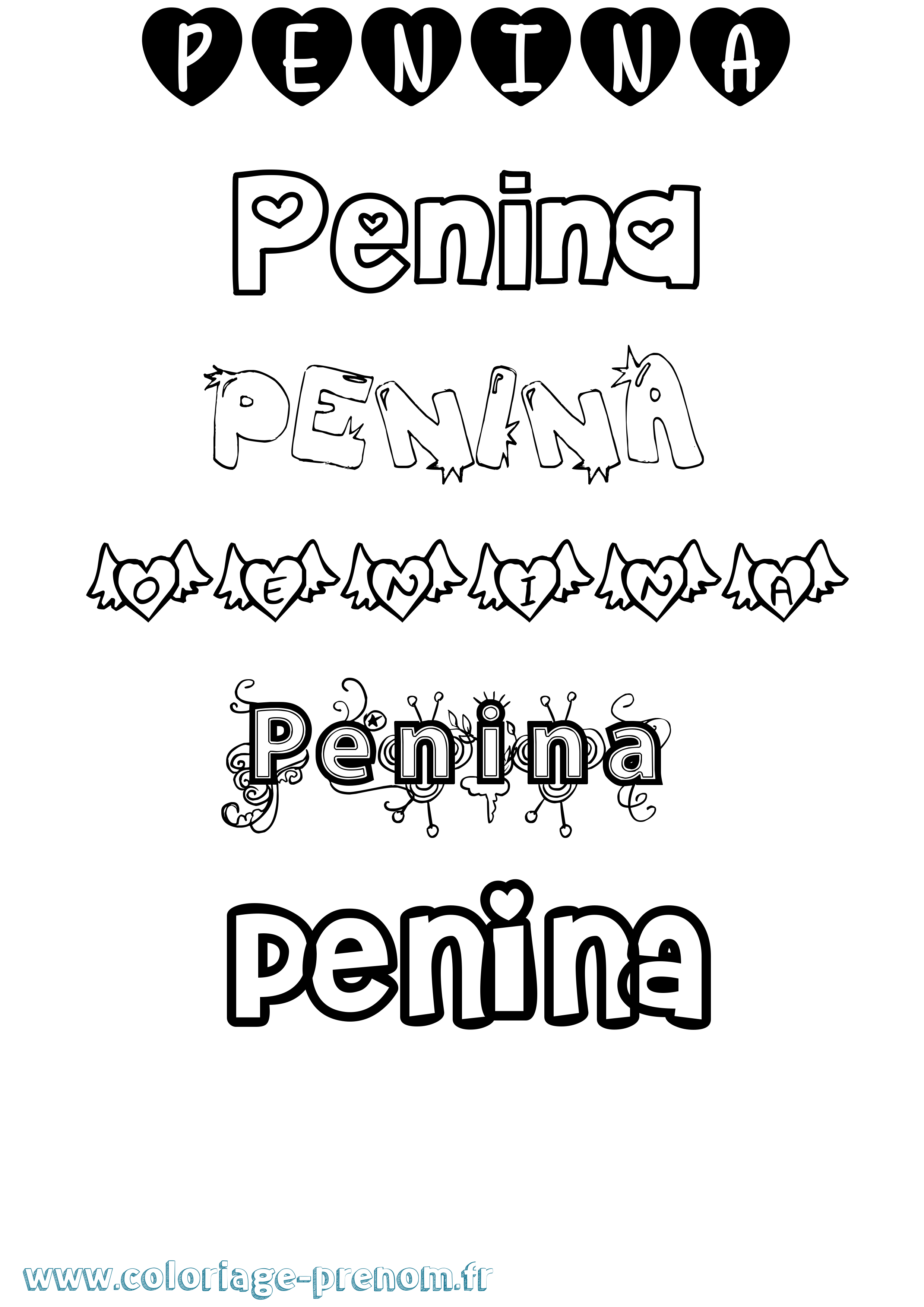 Coloriage Penina Girly Coloriage prénom Penina Girly