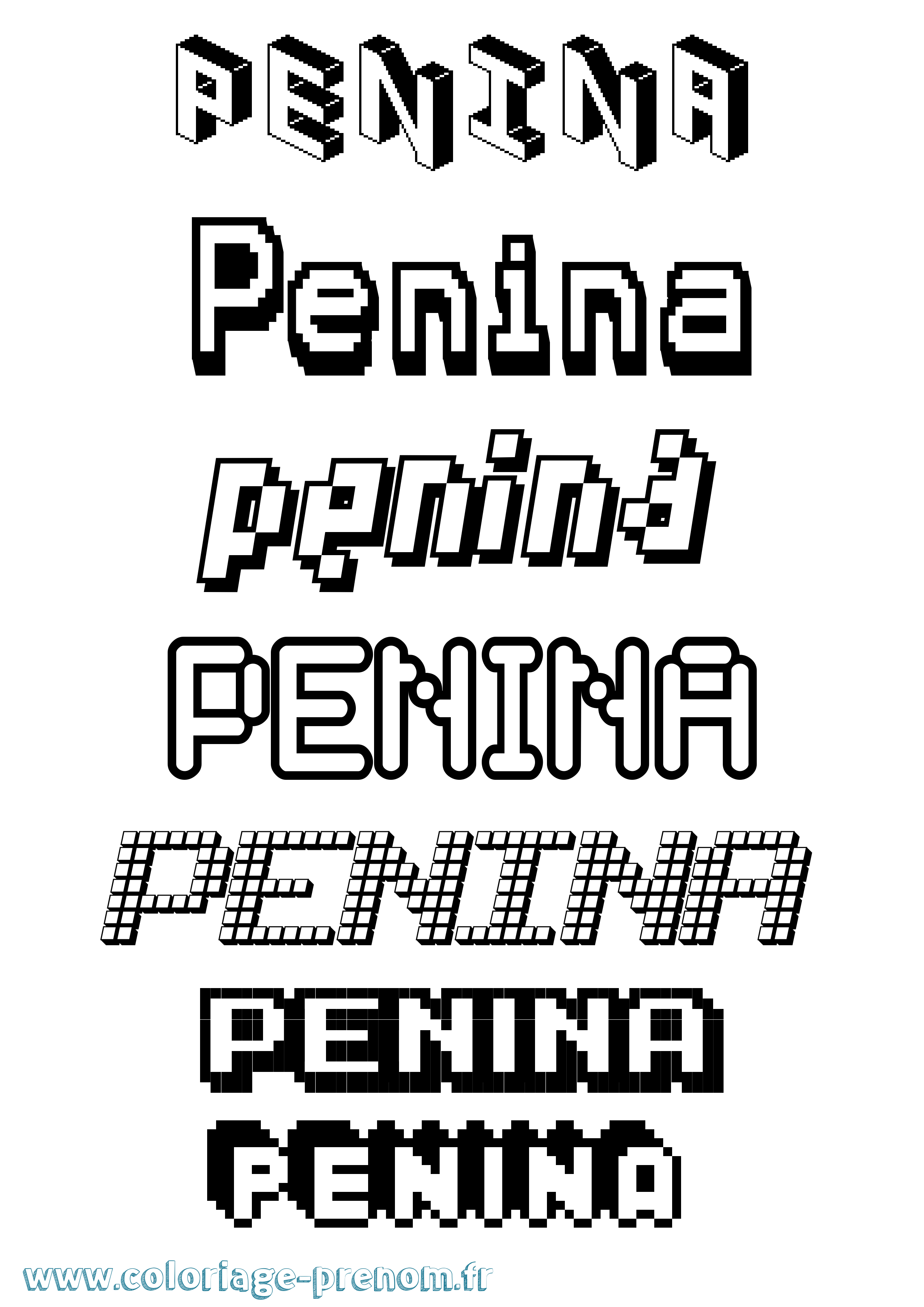 Coloriage Penina Pixel Coloriage prénom Penina Pixel