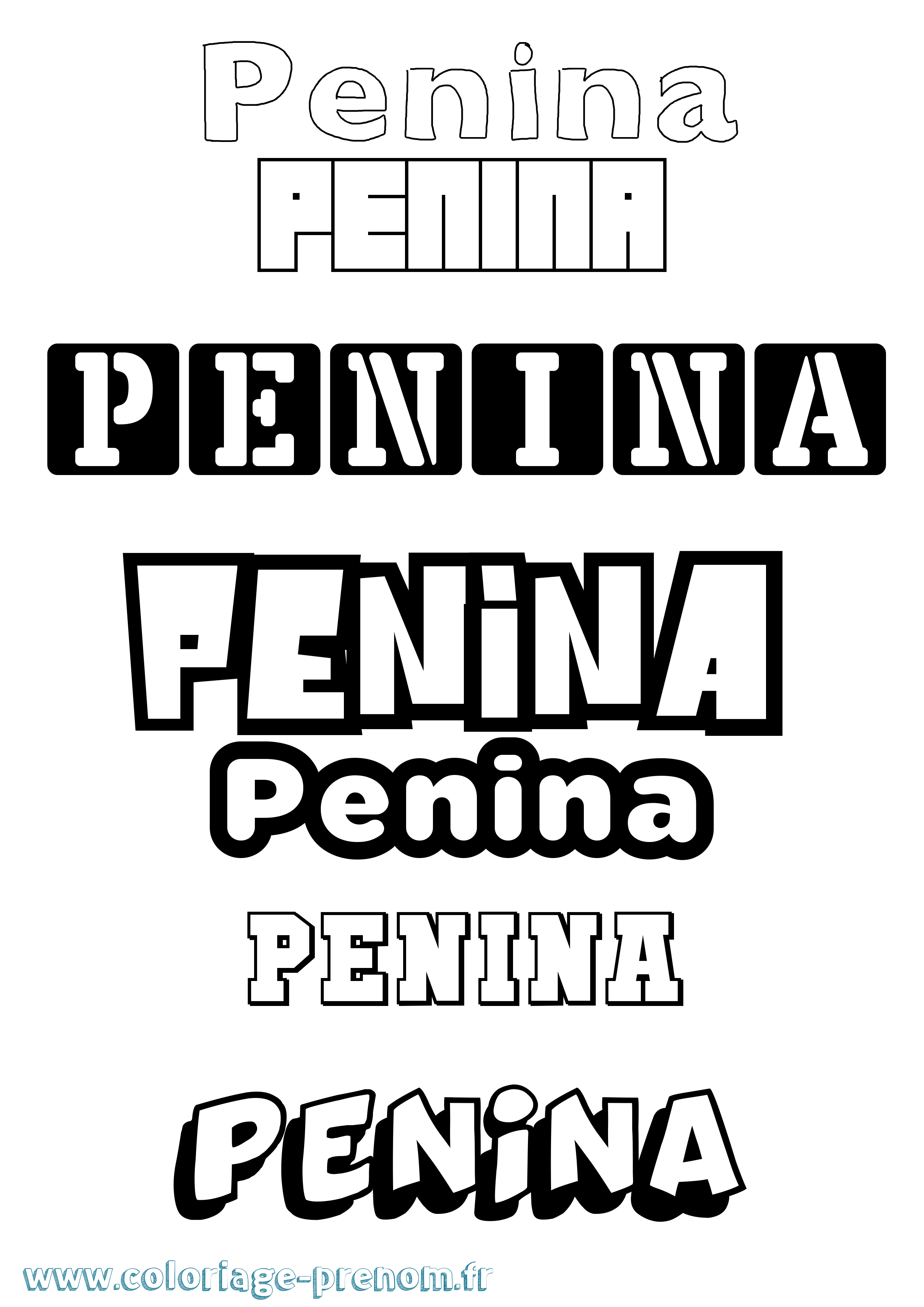 Coloriage Penina Simple Coloriage prénom Penina Simple
