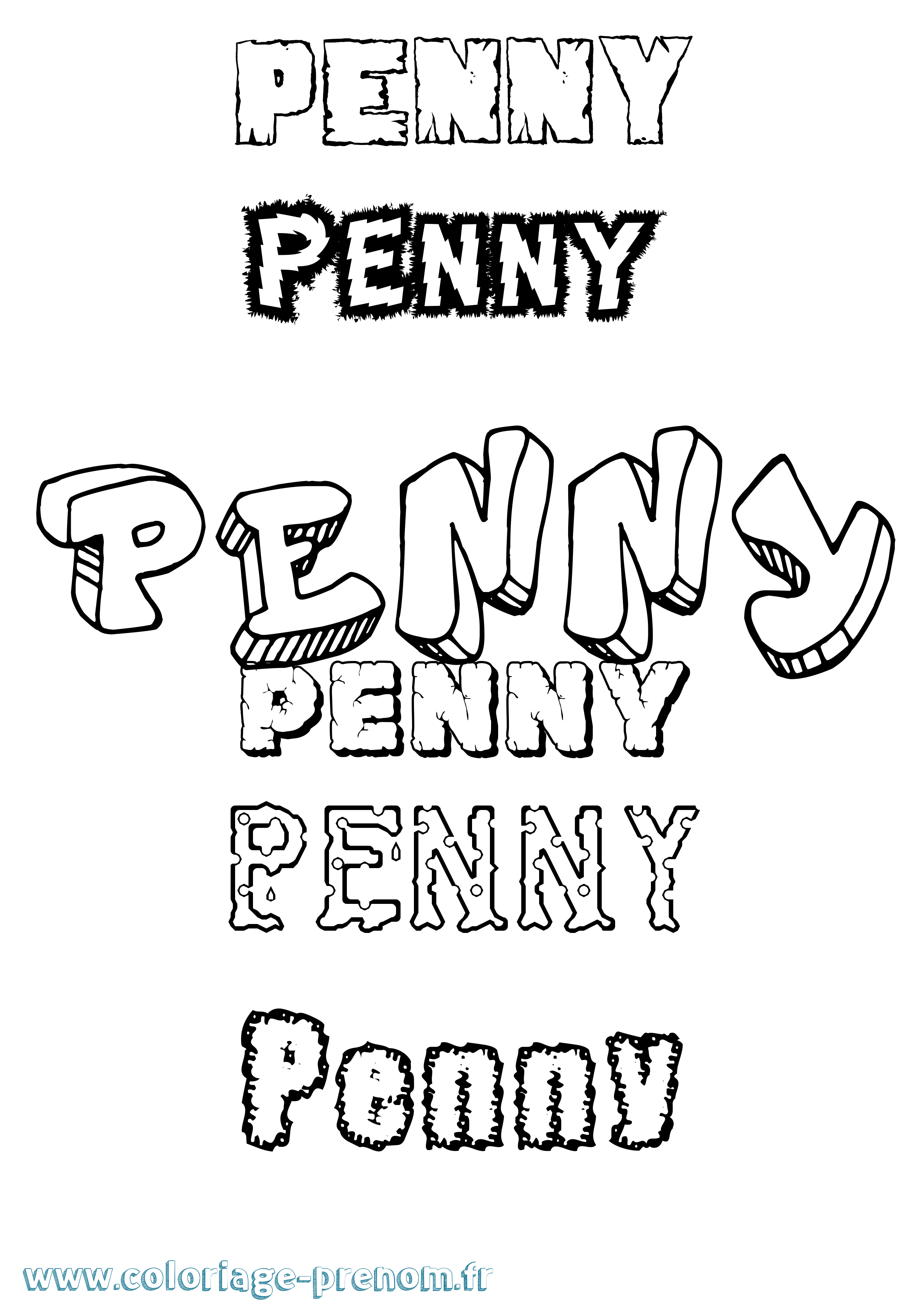Coloriage Penny Destructuré Coloriage prénom Penny Destructuré