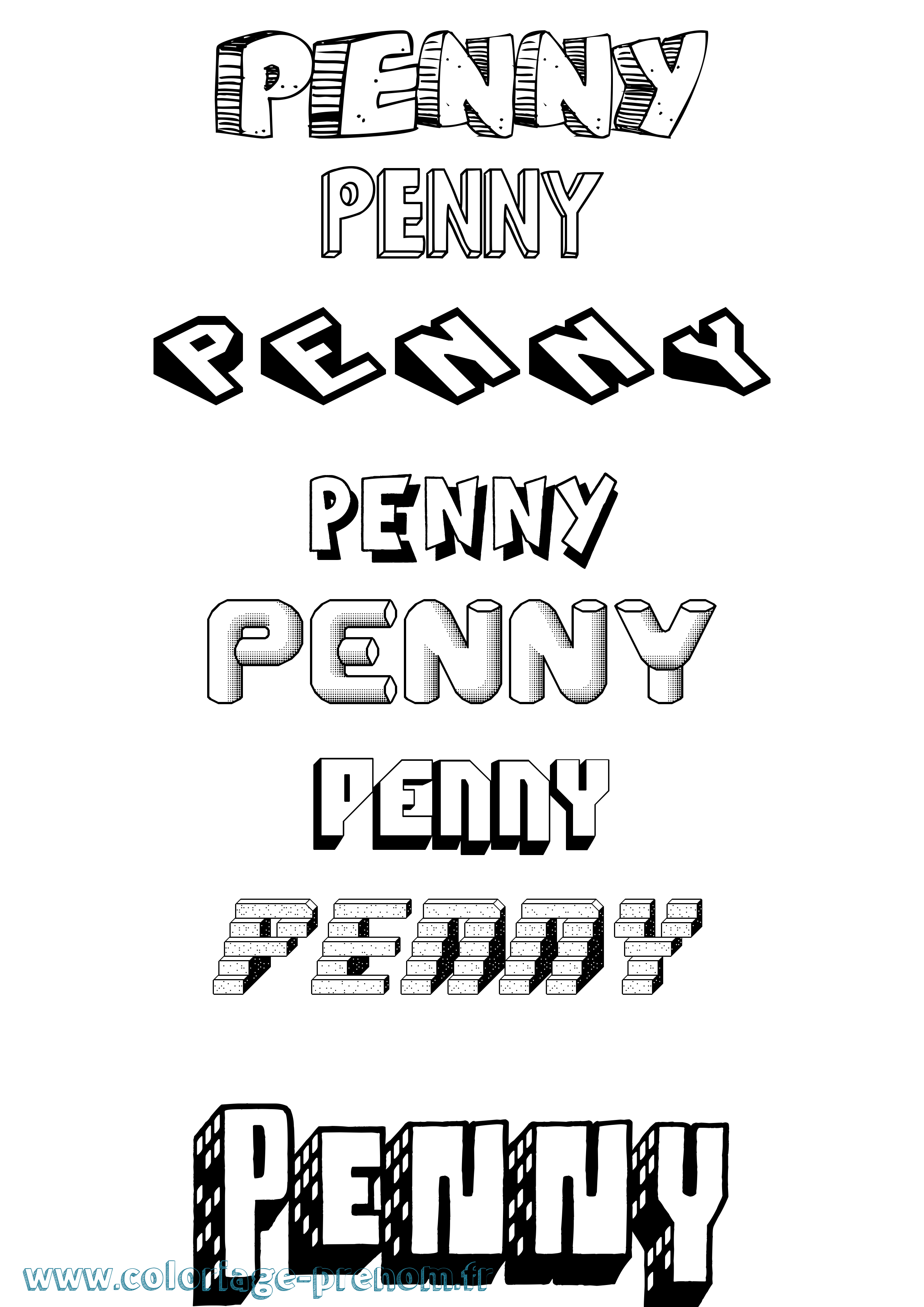 Coloriage Penny Effet 3D Coloriage prénom Penny Effet 3D