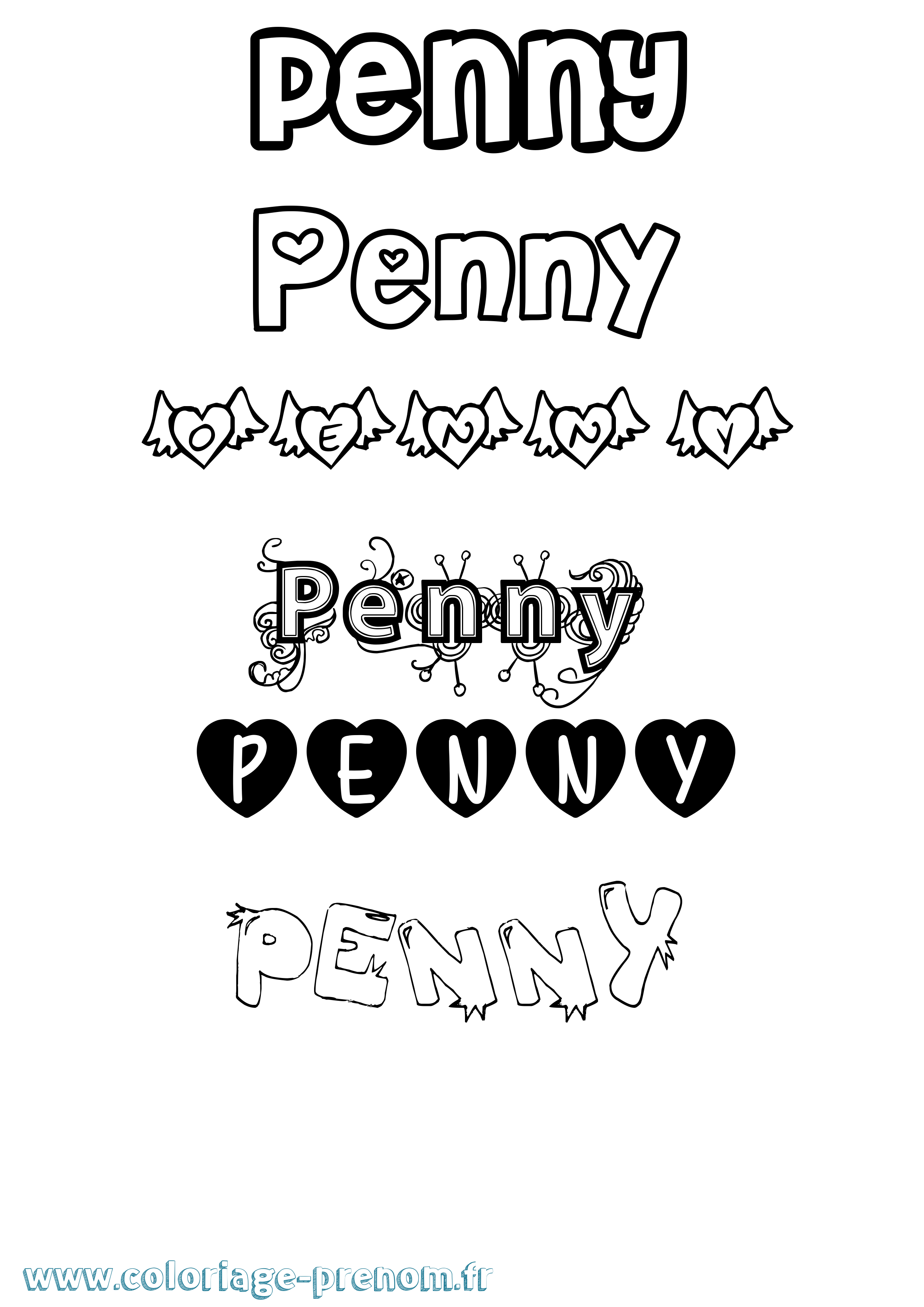 Coloriage Penny Girly Coloriage prénom Penny Girly