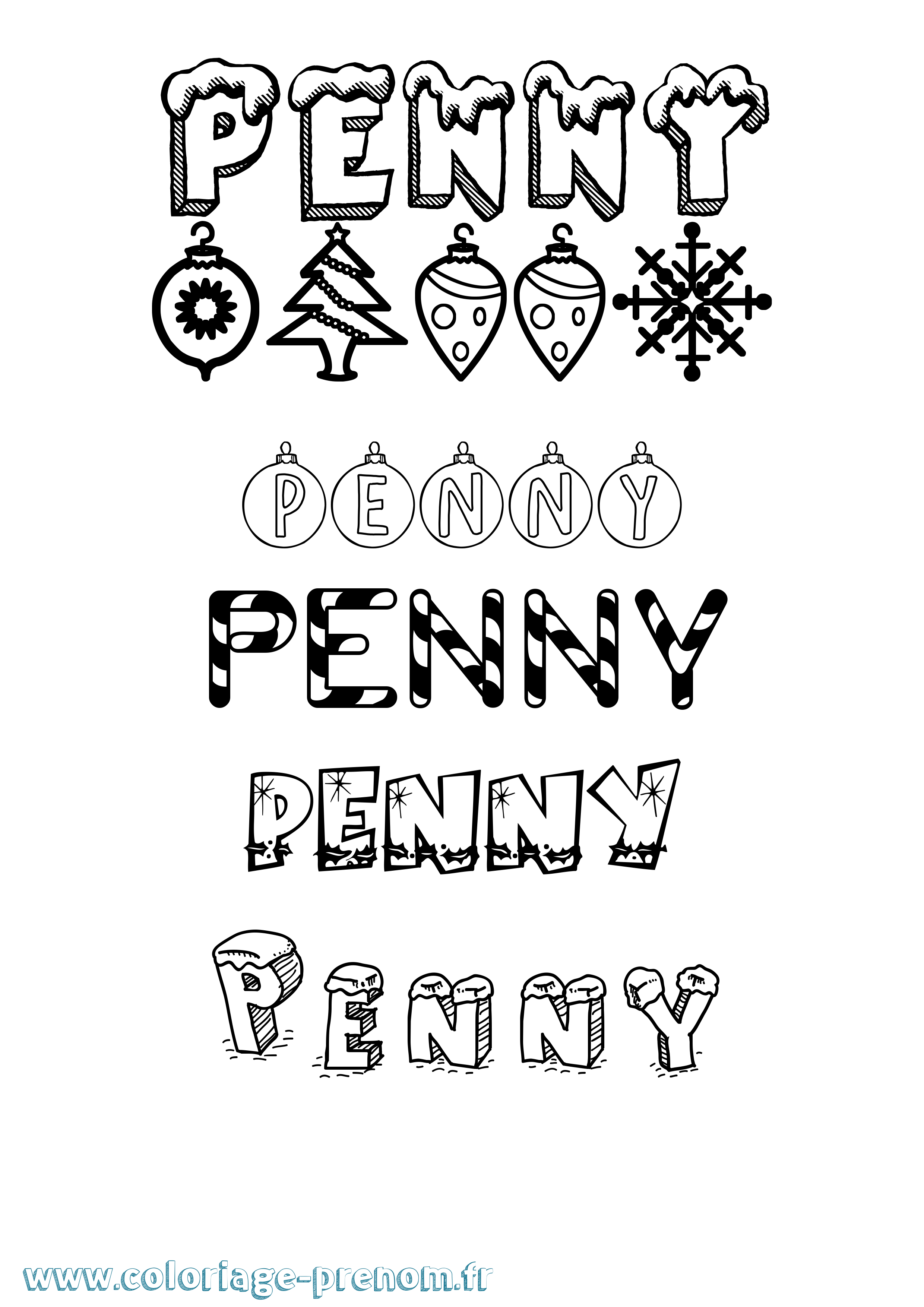 Coloriage Penny Noël Coloriage prénom Penny Noël