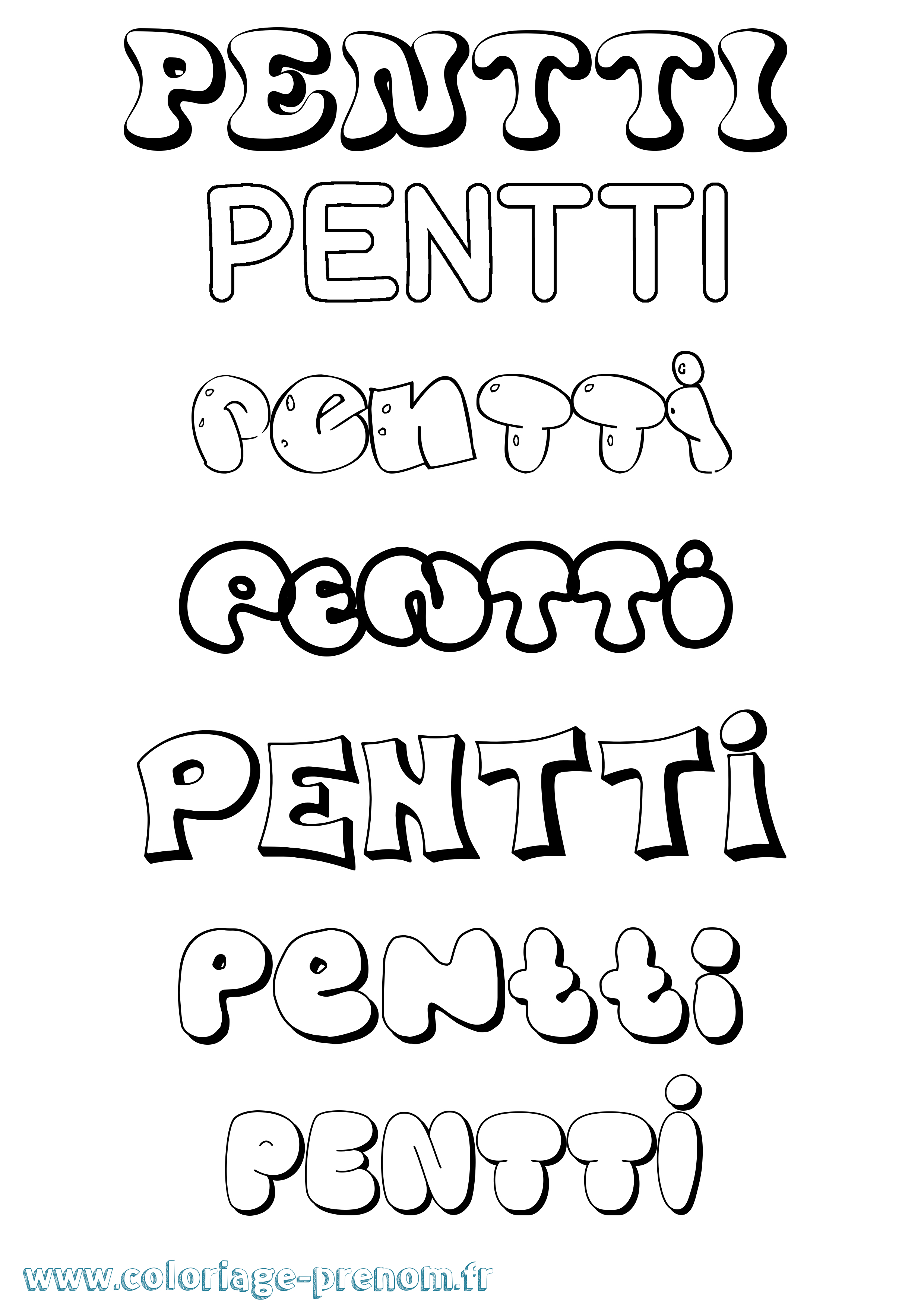 Coloriage Pentti Bubble Coloriage prénom Pentti Bubble