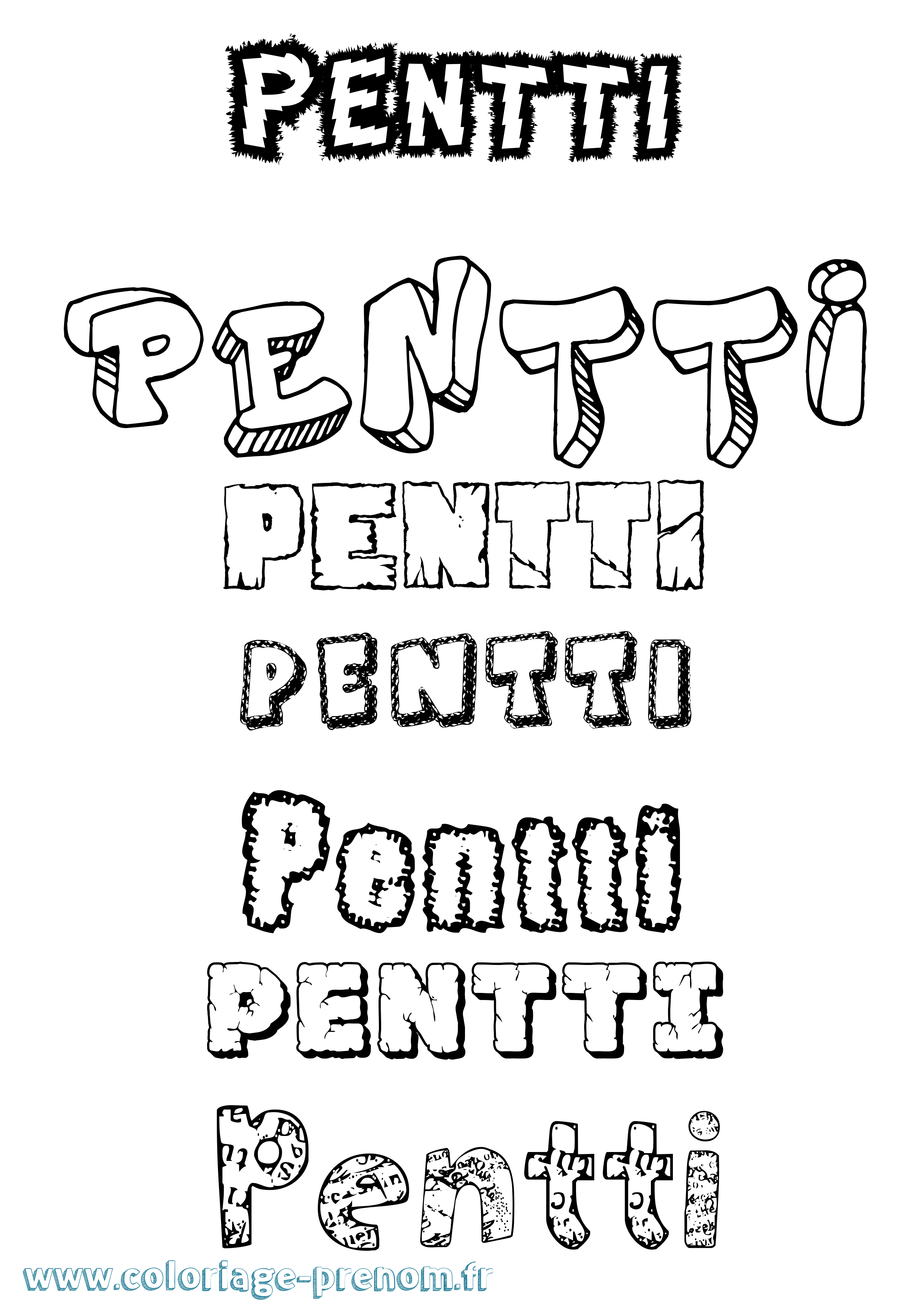 Coloriage Pentti Destructuré Coloriage prénom Pentti Destructuré