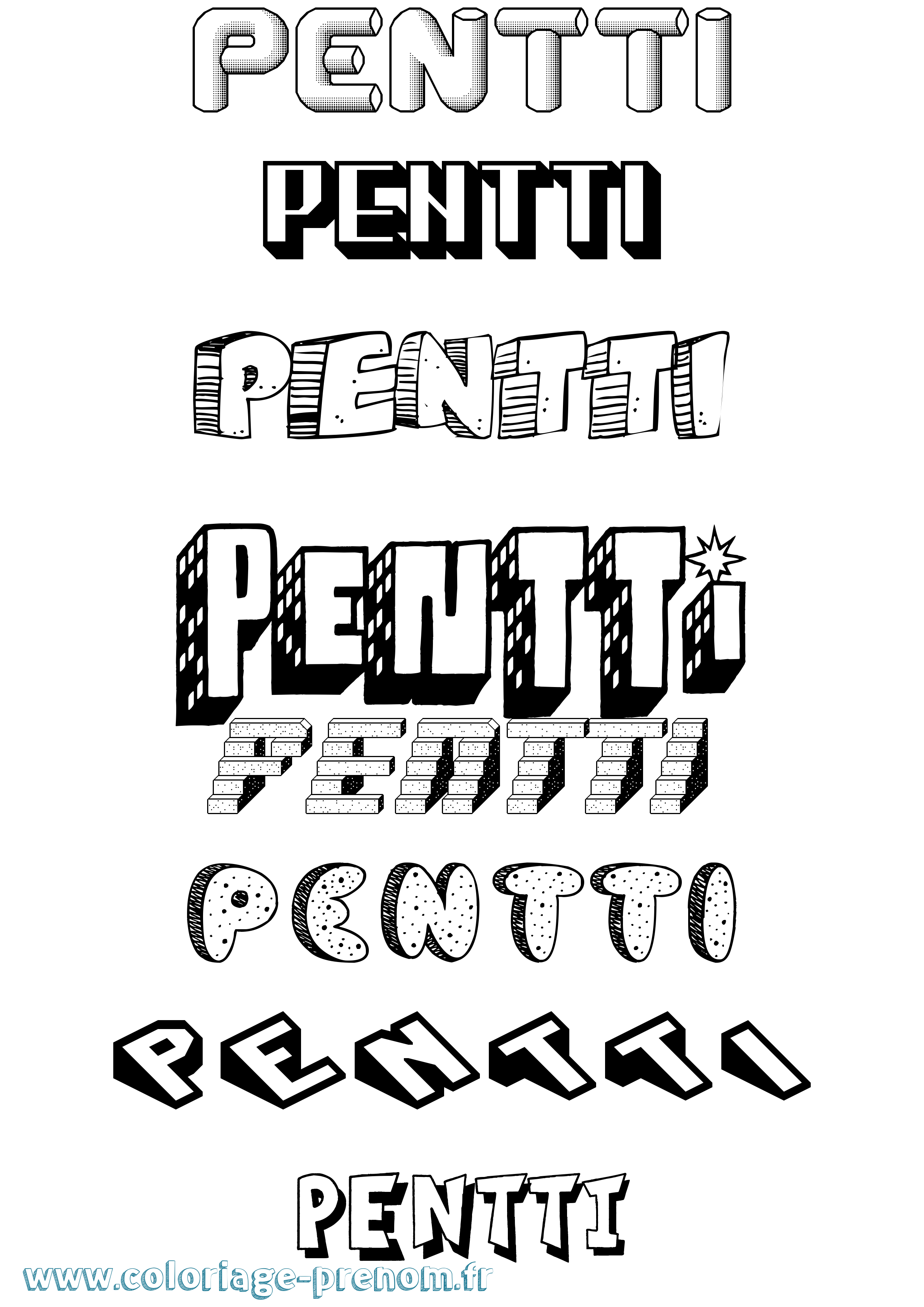 Coloriage Pentti Effet 3D Coloriage prénom Pentti Effet 3D