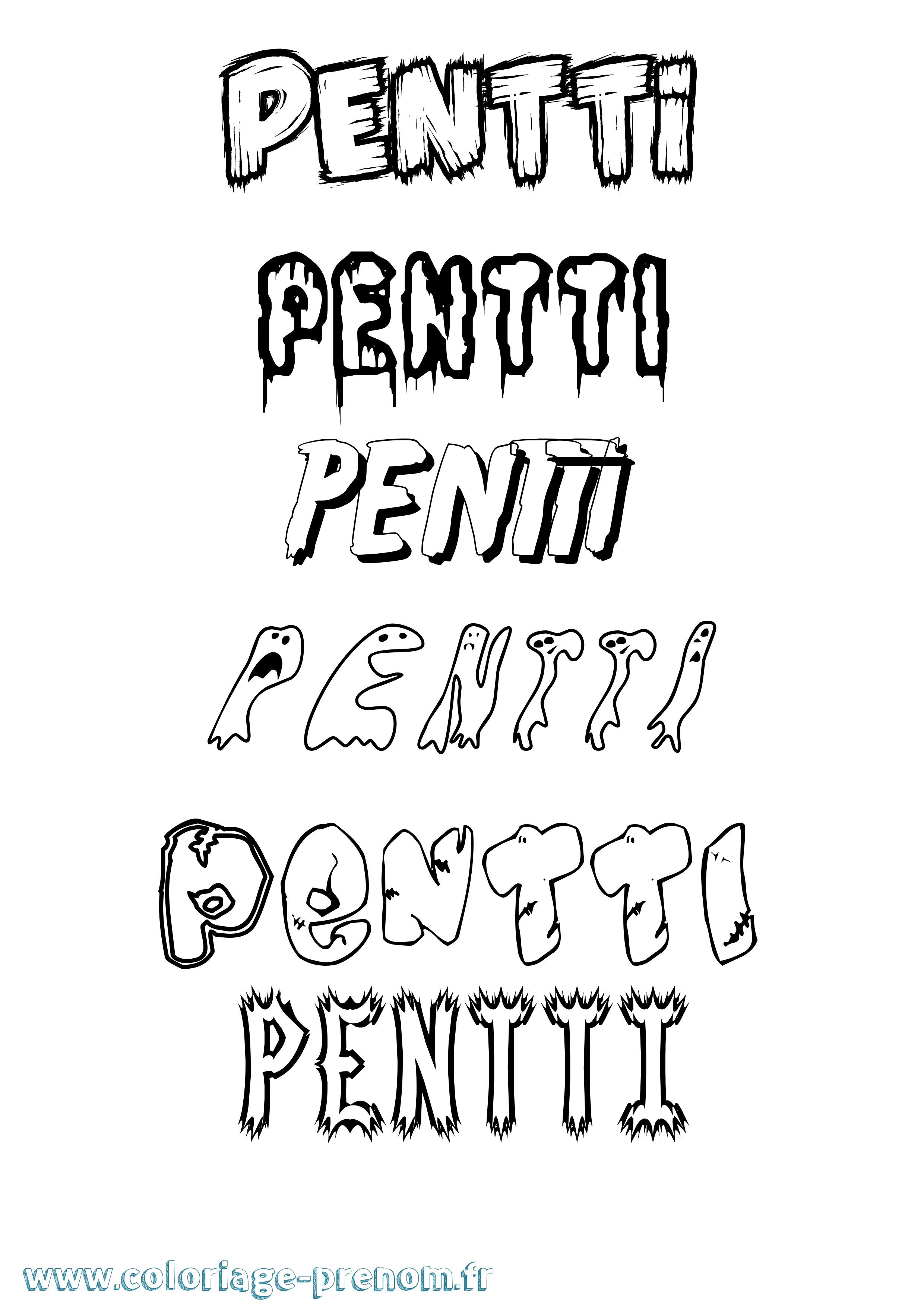 Coloriage Pentti Frisson Coloriage prénom Pentti Frisson