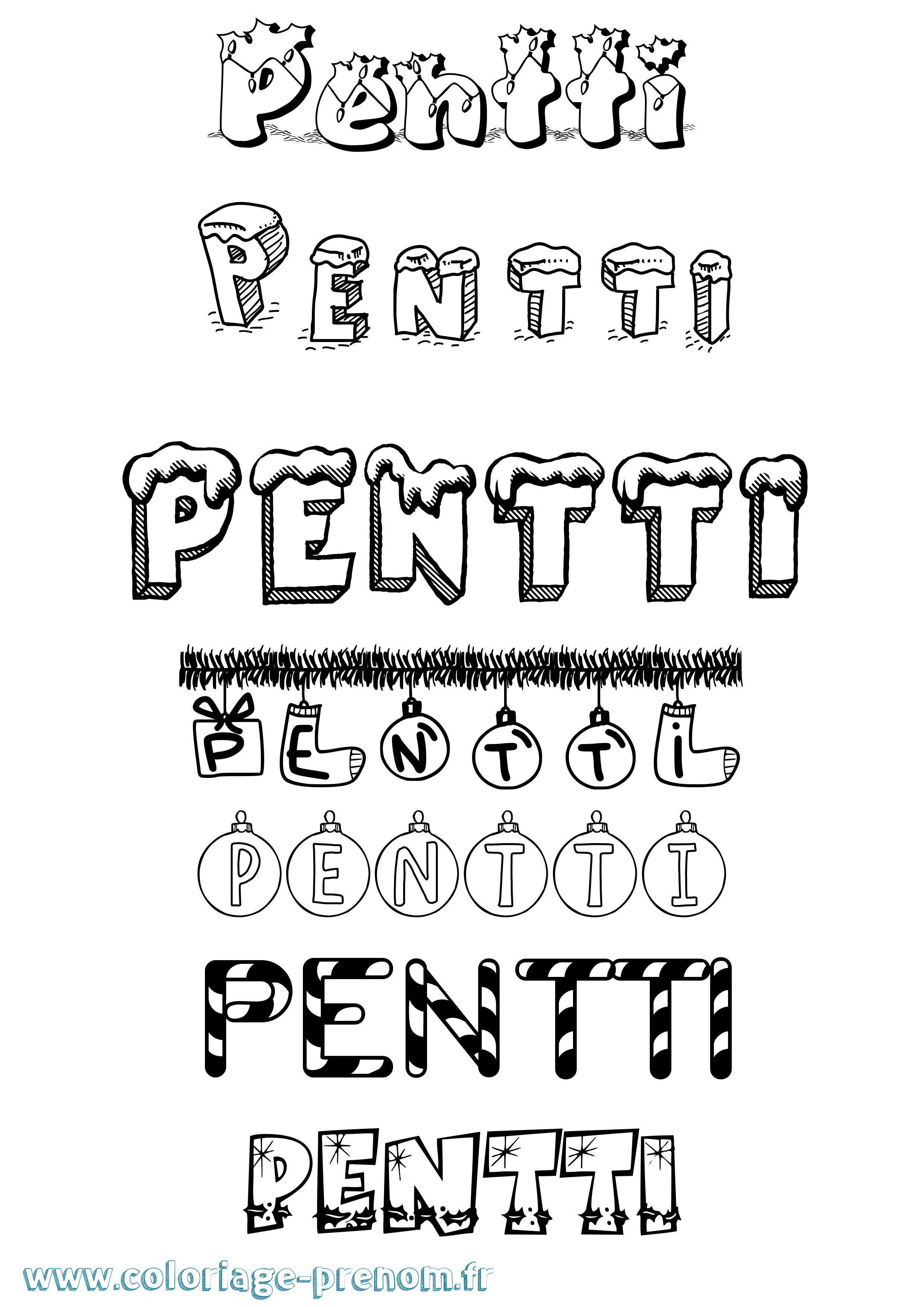 Coloriage Pentti Noël Coloriage prénom Pentti Noël
