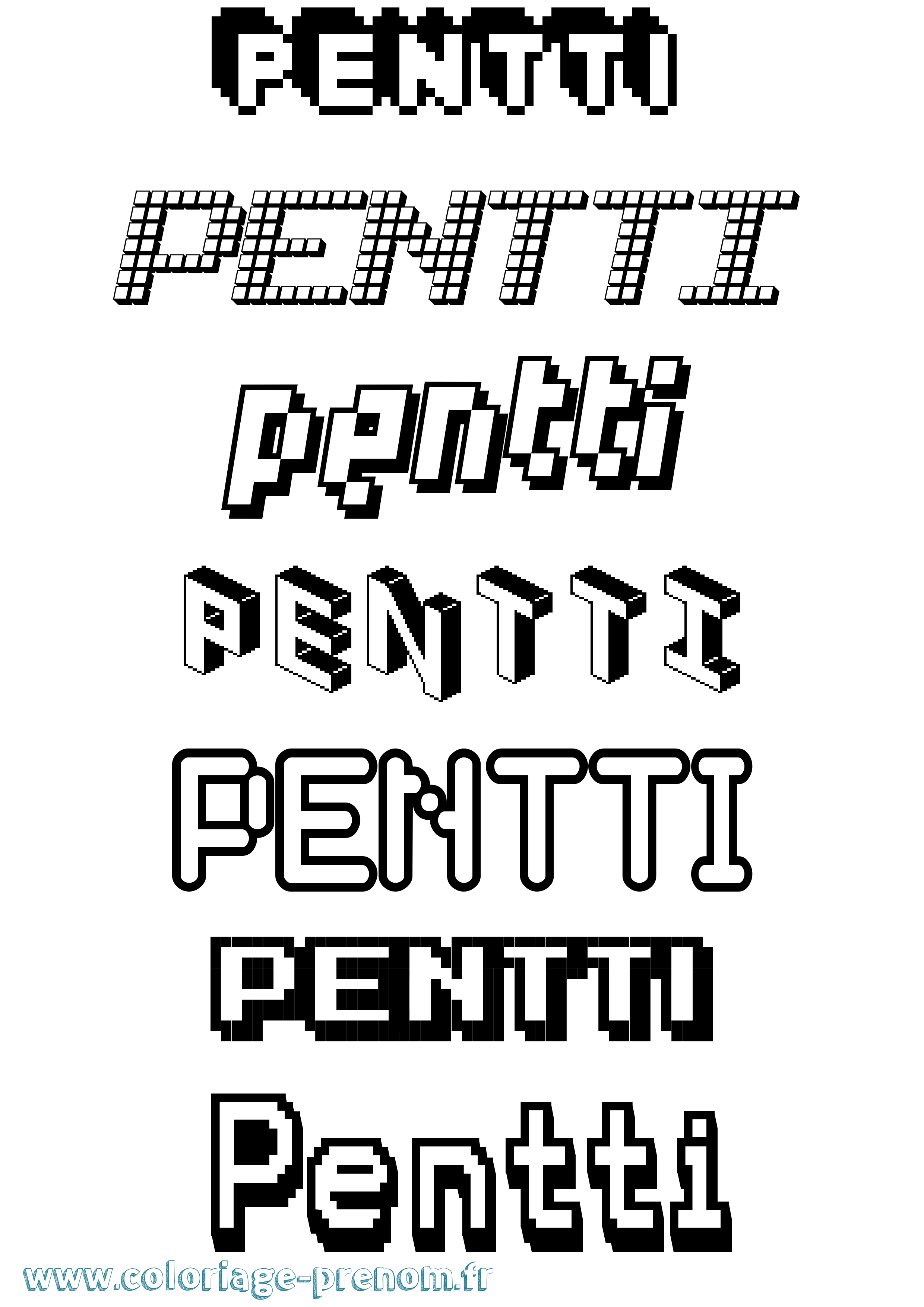 Coloriage Pentti Pixel Coloriage prénom Pentti Pixel