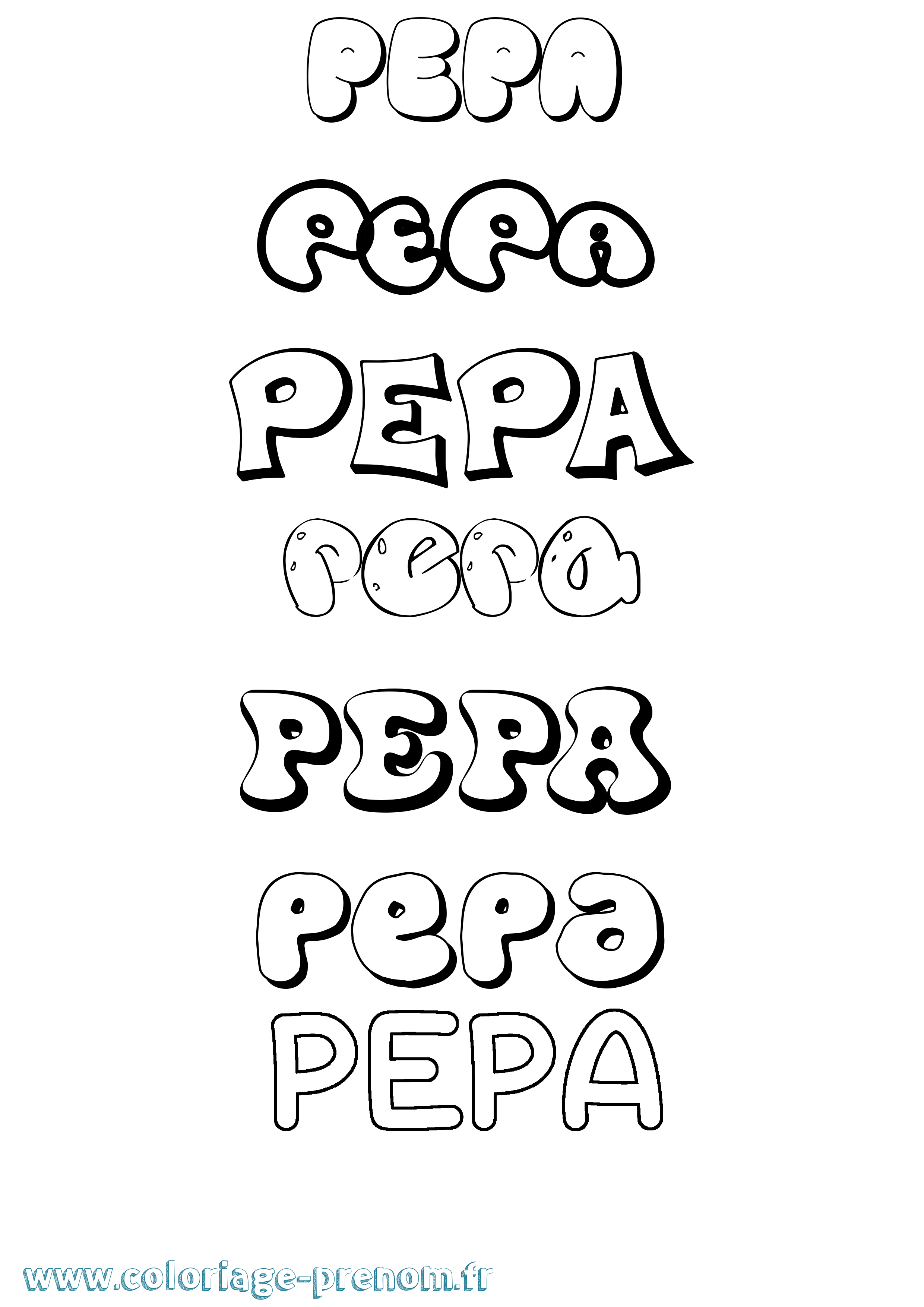 Coloriage Pepa Bubble Coloriage prénom Pepa Bubble