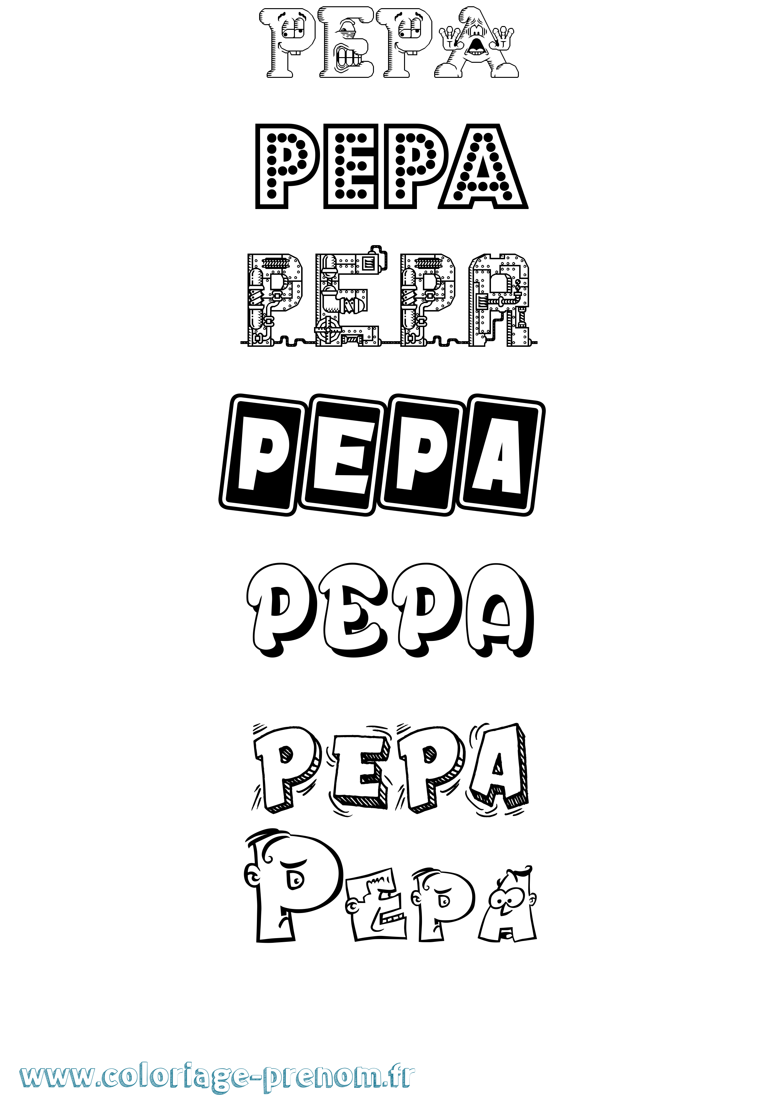 Coloriage Pepa Fun Coloriage prénom Pepa Fun