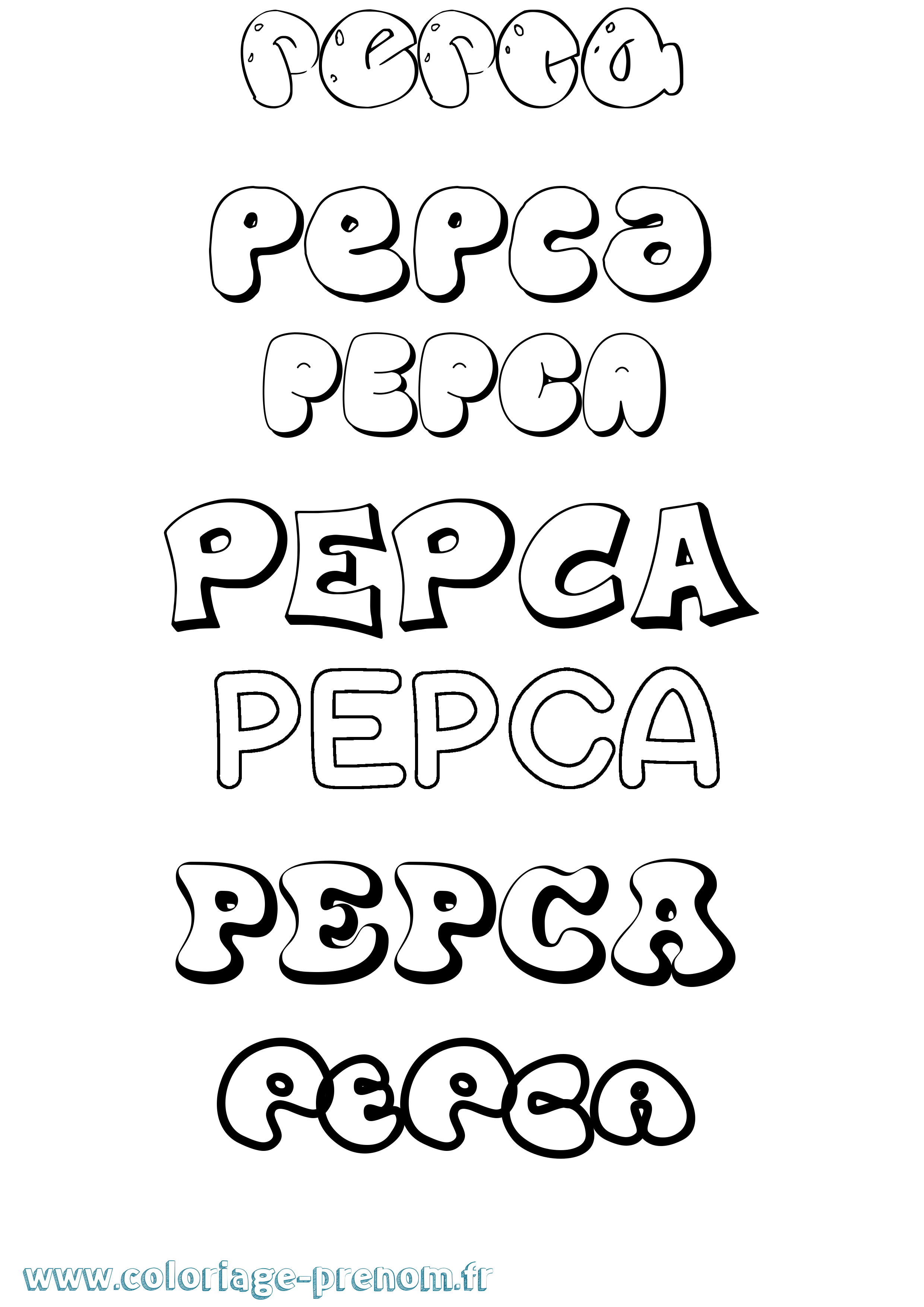 Coloriage Pepca Bubble Coloriage prénom Pepca Bubble